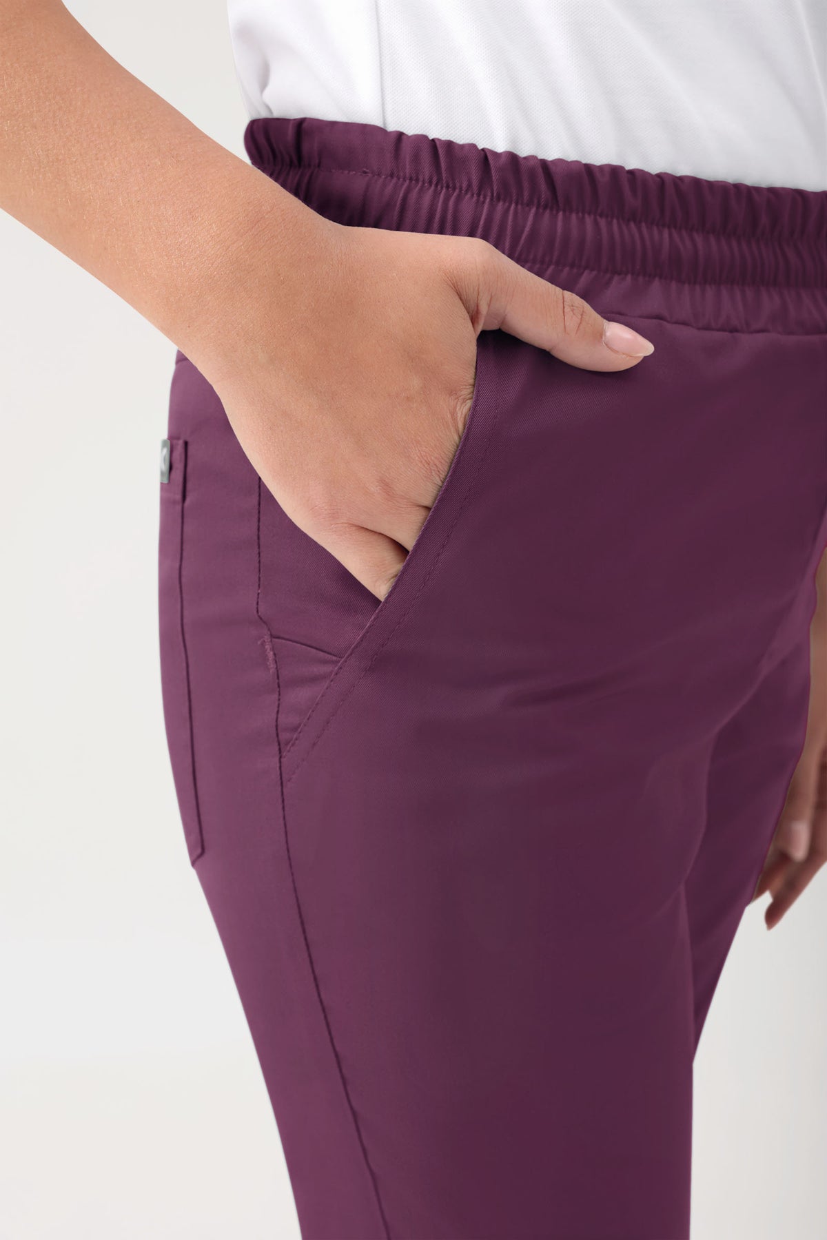 GREEN Stretch broek Unisex - elastische boord pruimen