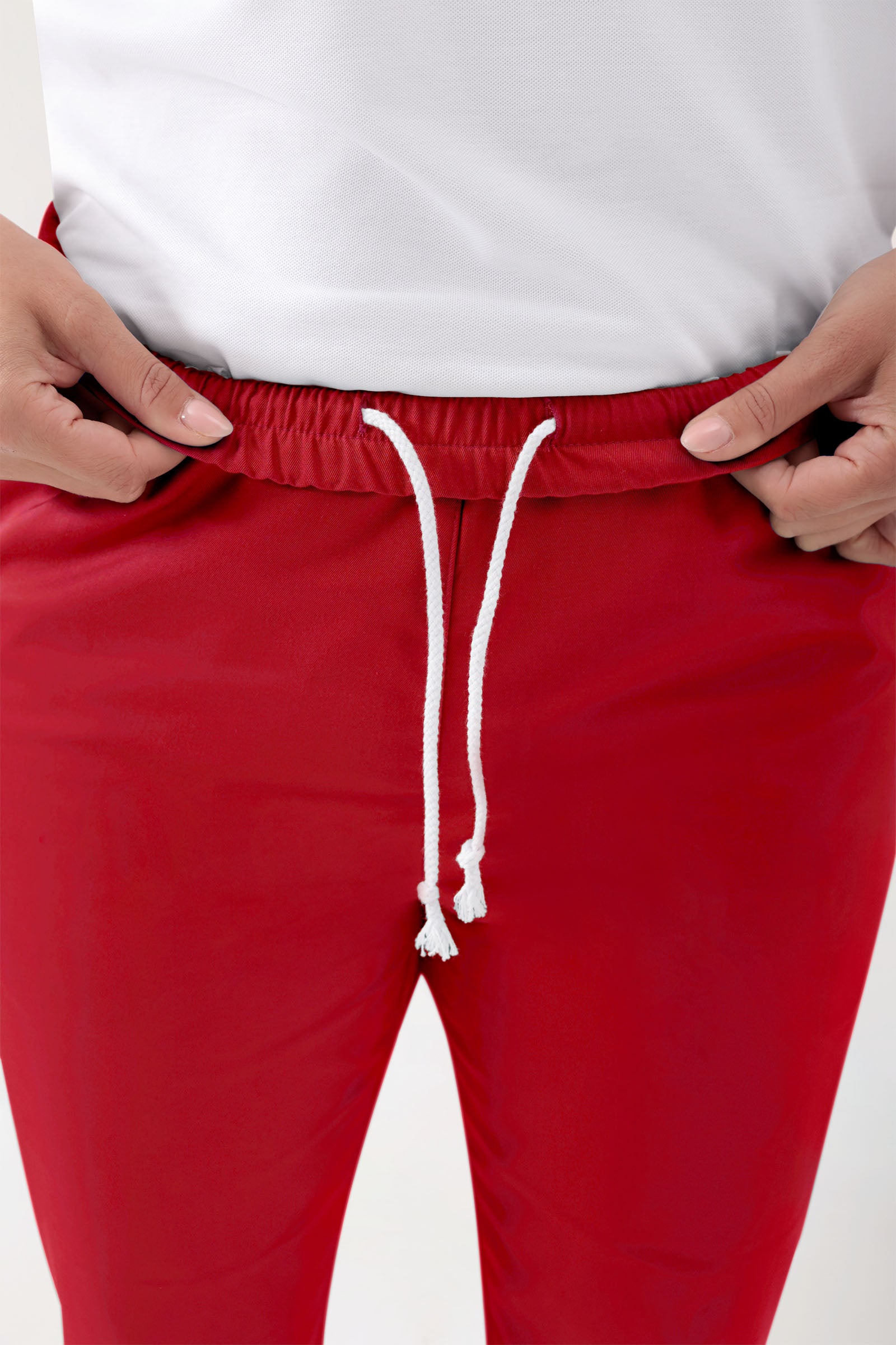 GREEN Stretch broek Unisex - elastische boord rood
