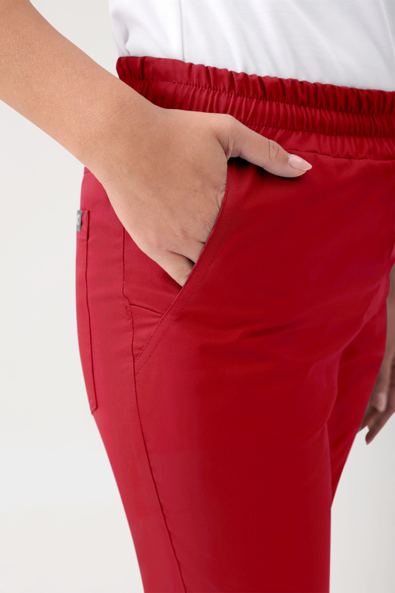GREEN Stretch broek Unisex - elastische boord rood