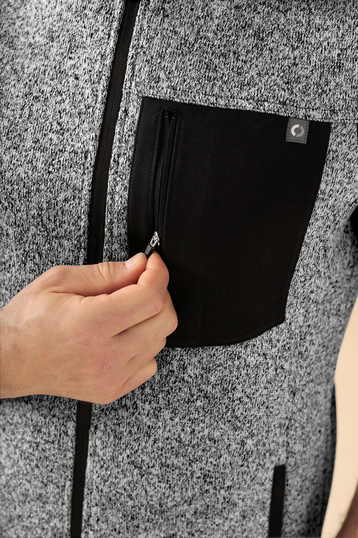 KAERE Fleece vest uniseks - opstaande kraag grijs melange