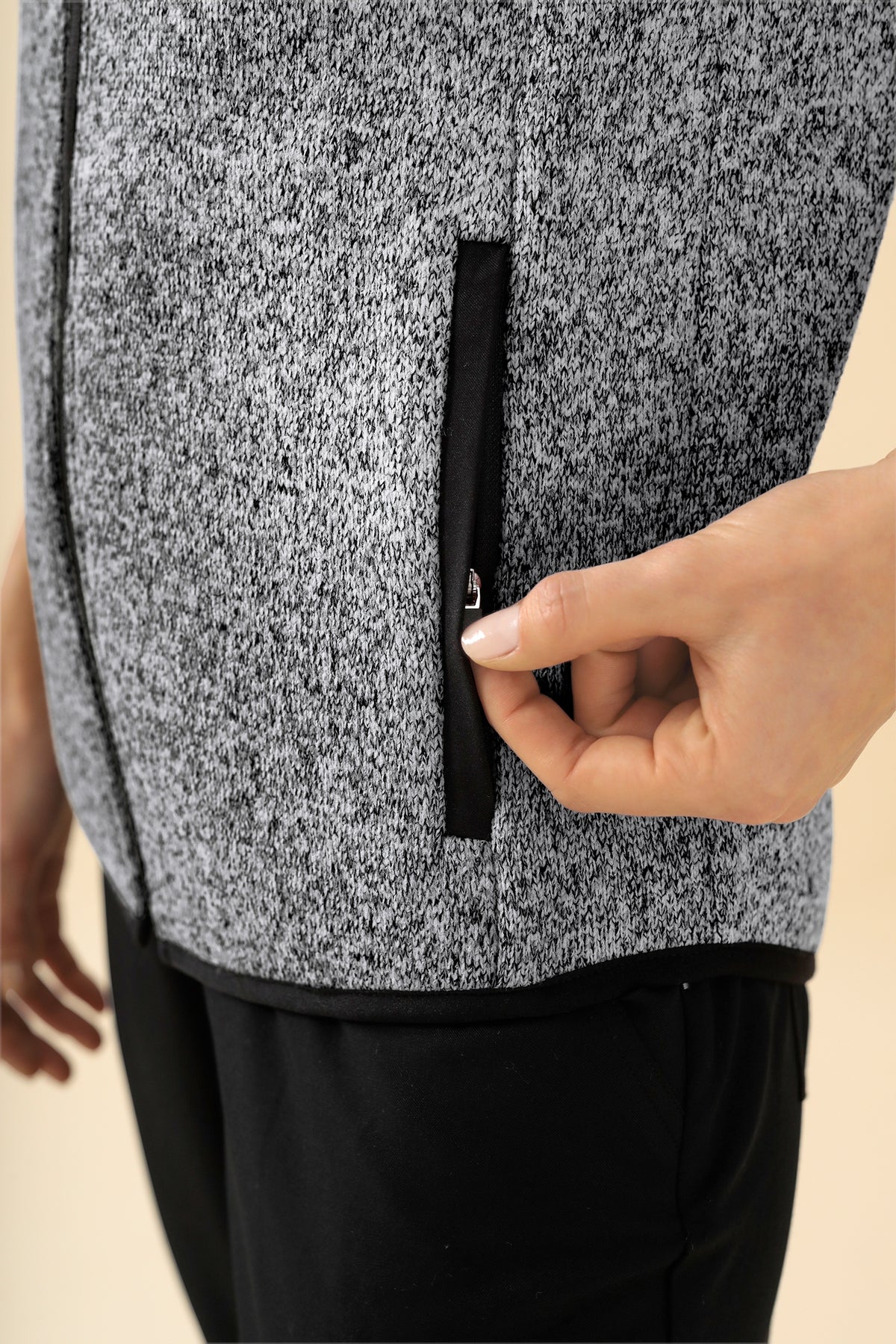 KAERE Fleece vest uniseks - opstaande kraag grijs melange