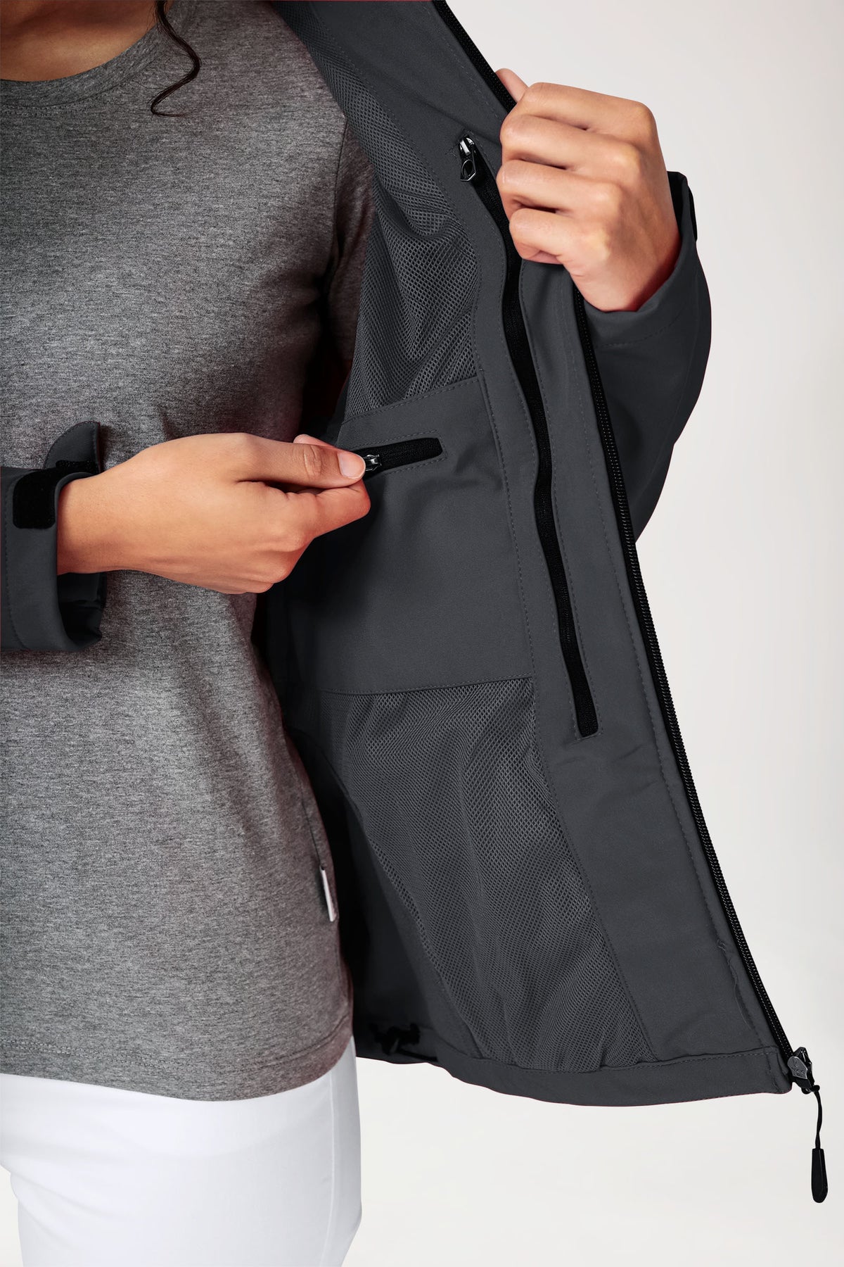 Softshell jassen unisex - met capuchon leigrijs