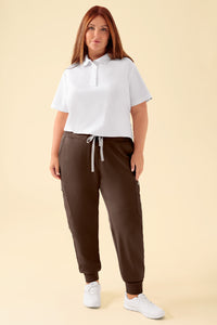KAERE broek dames - zoom met elastische boord en beenzak coffee