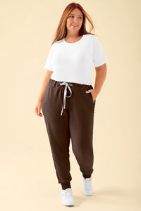 KAERE broek dames - zoom met elastische boord zonder beenzak coffee