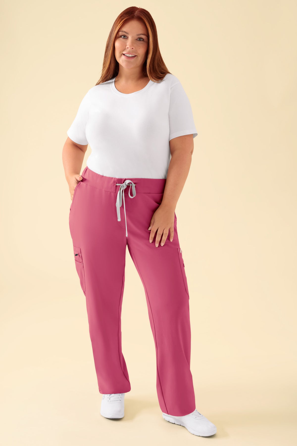 KAERE broek dames - met beenzak oud rose, Voorzijde view Het model is 173 cm lang en draagt maat XL