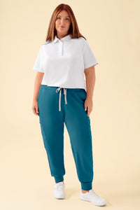 KAERE broek dames - zoom met elastische boord en beenzak petrol