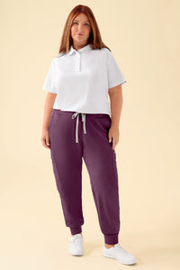 KAERE broek dames - zoom met elastische boord en beenzak pruimen