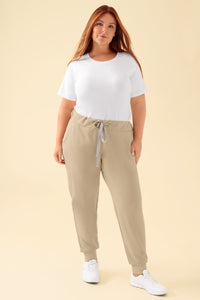 KAERE broek dames - zoom met elastische boord zonder beenzak zand