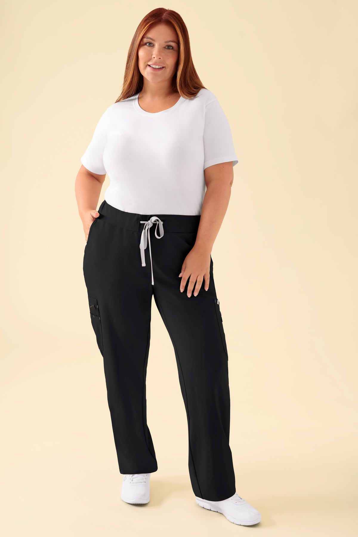 KAERE broek dames - met beenzak zwart, Voorzijde view Het model is 173 cm lang en draagt maat XL