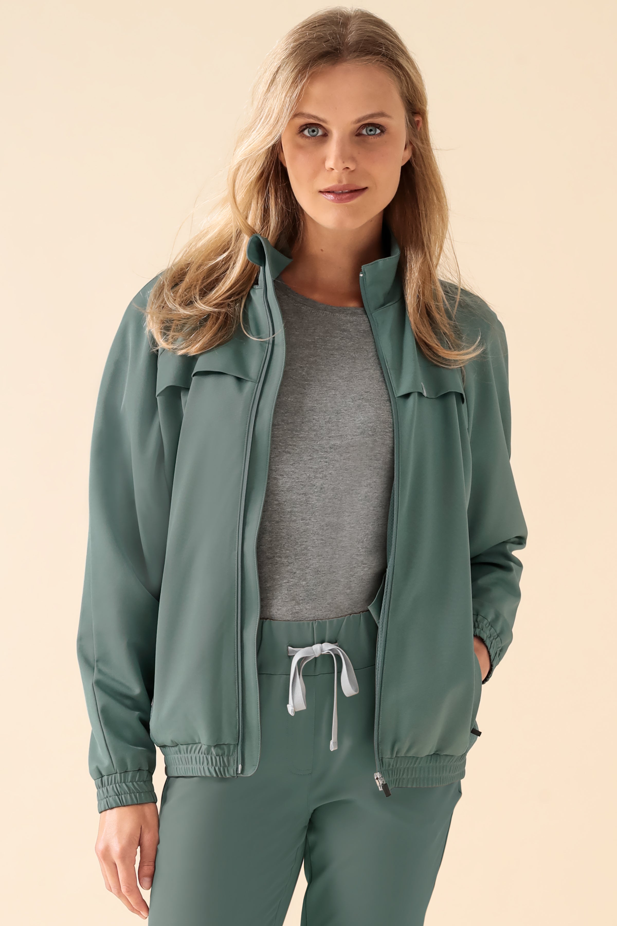 KAERE blouson dames - met elastische manchetten donkergroen
