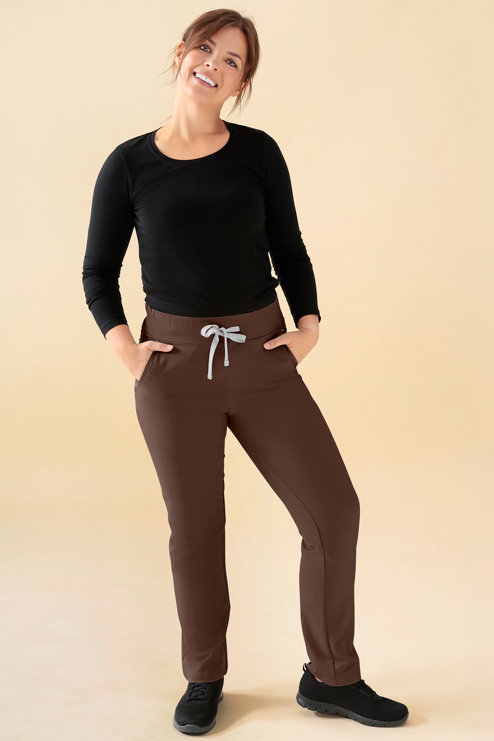 KAERE broek dames - korte maat zonder beenzak coffee