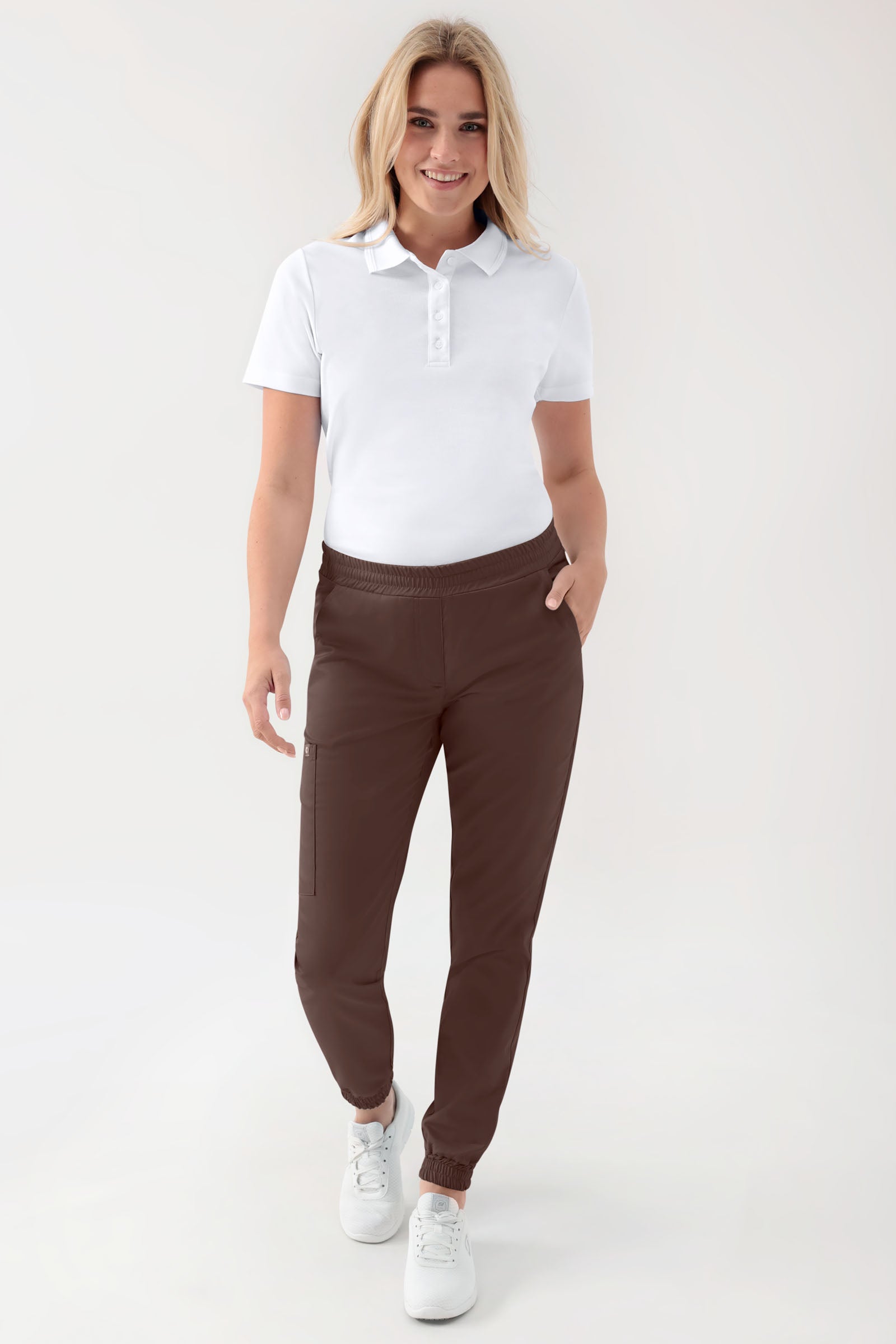 GREEN Stretch broek dames - joggingbroek style coffee