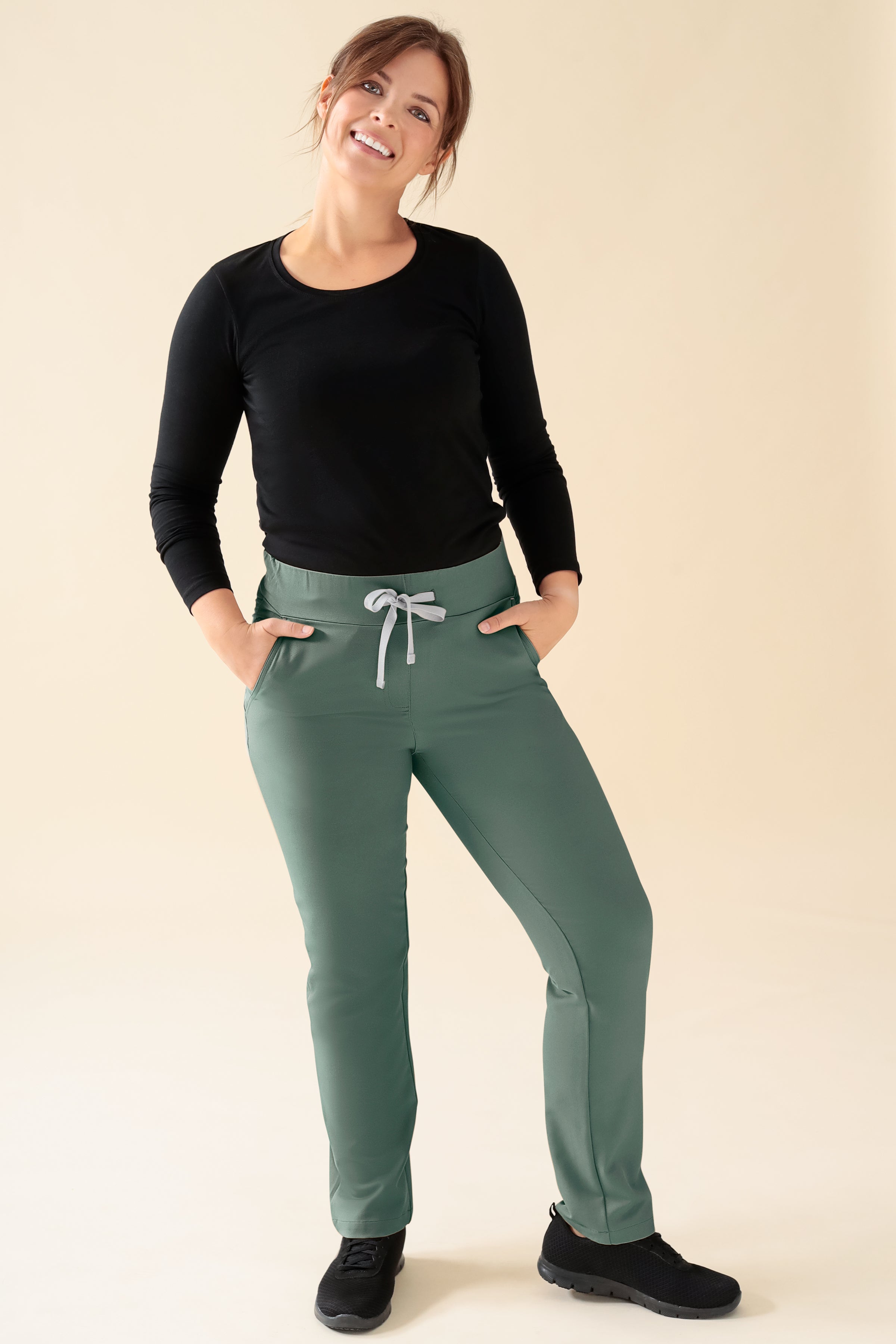 KAERE broek dames - korte maat zonder beenzak donkergroen