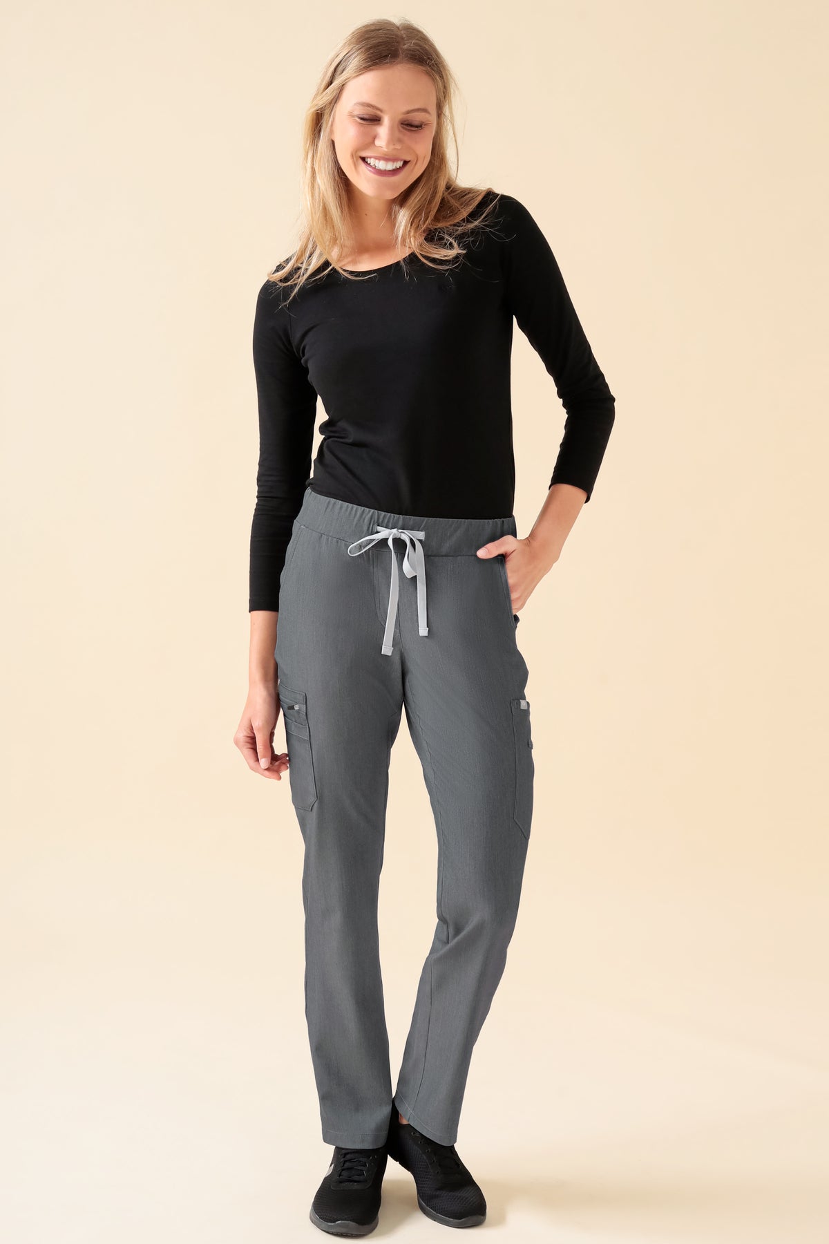 KAERE broek dames - met beenzak grijs melange