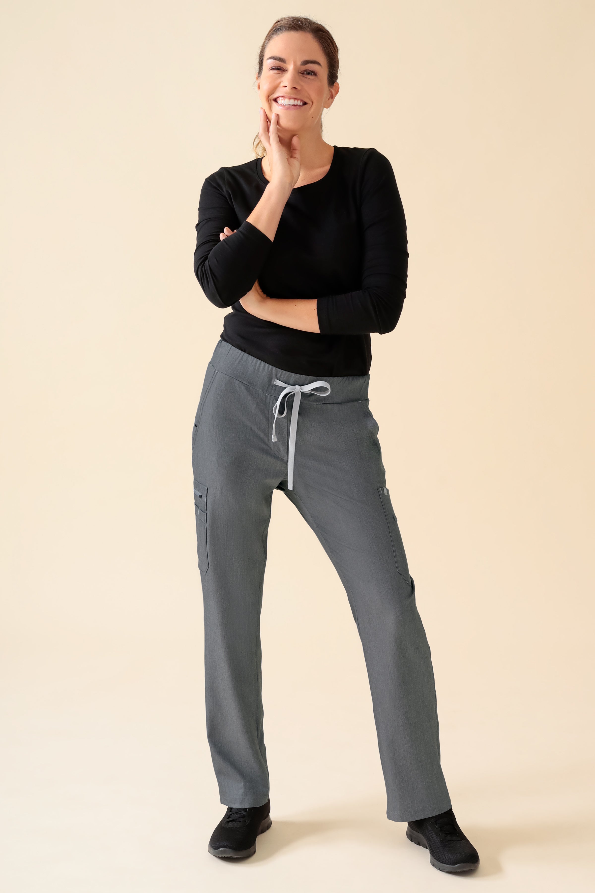 KAERE broek dames - korte maat met beenzak grijs melange