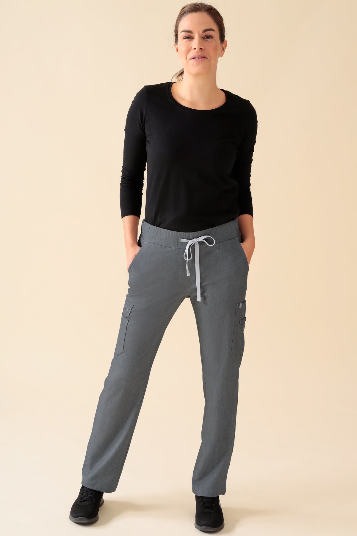 KAERE broek dames - korte maat met beenzak grijs melange