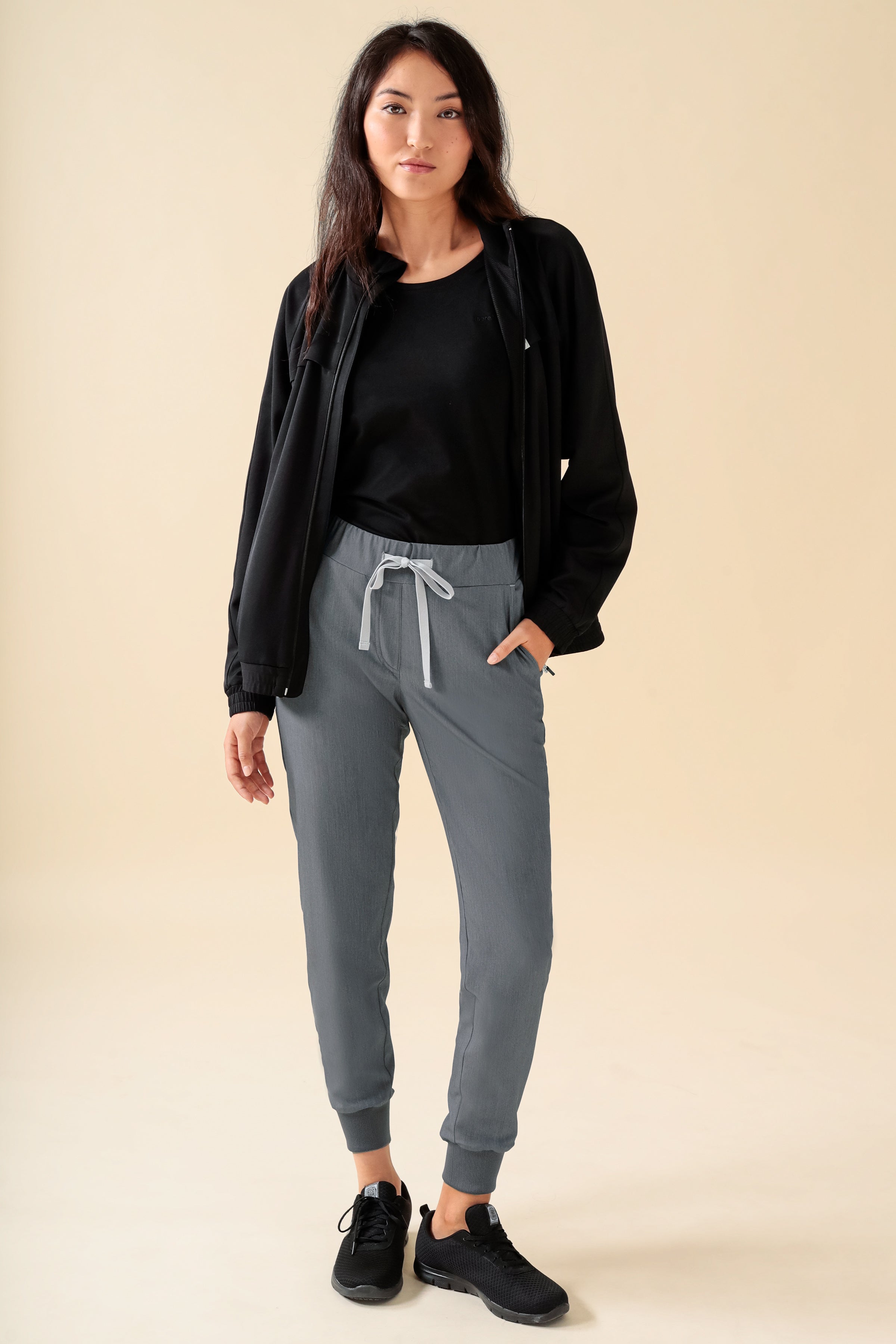 KAERE broek dames - zoom met elastische boord zonder beenzak grijs melange