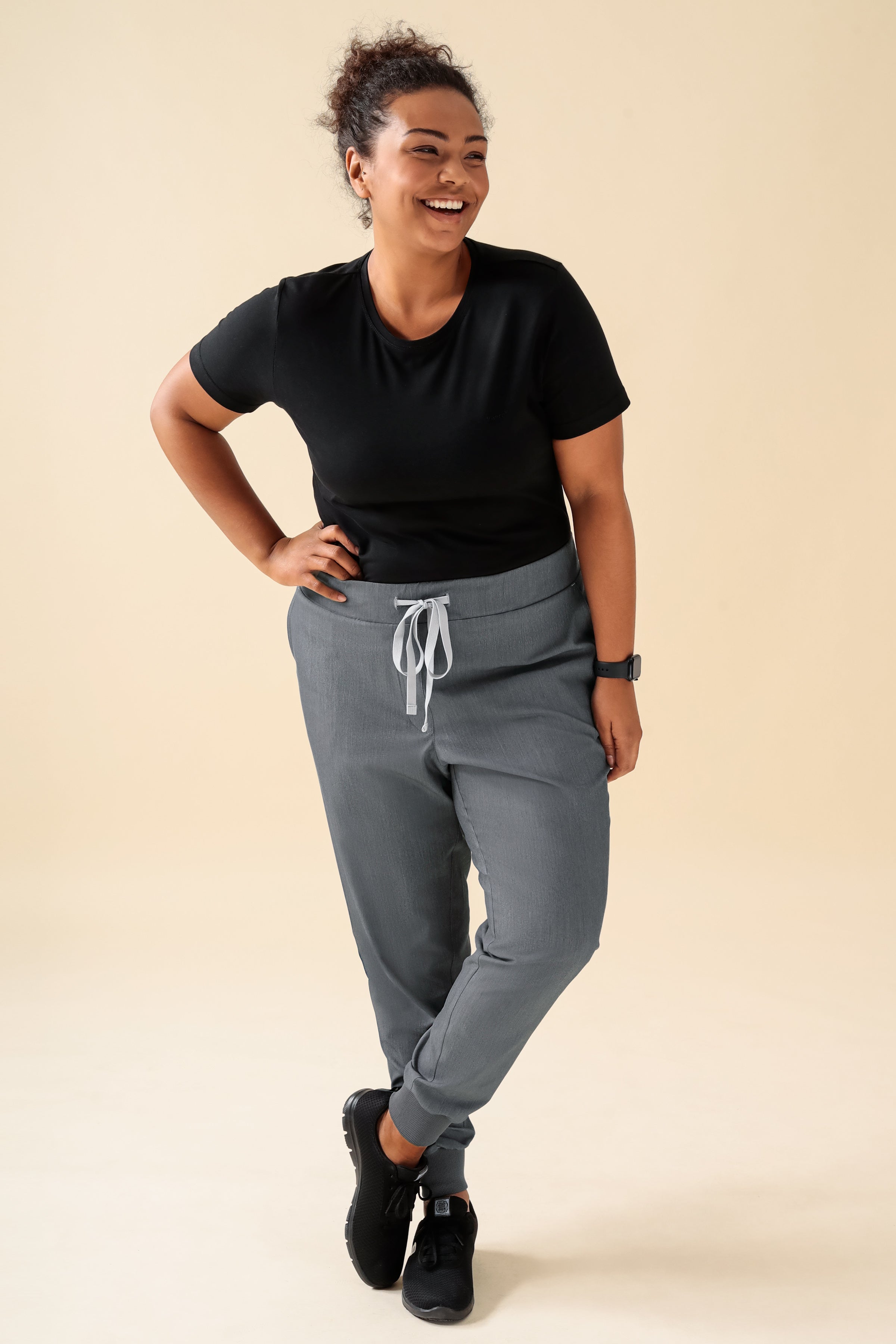 KAERE broek dames - zoom met elastische boord zonder beenzak grijs melange