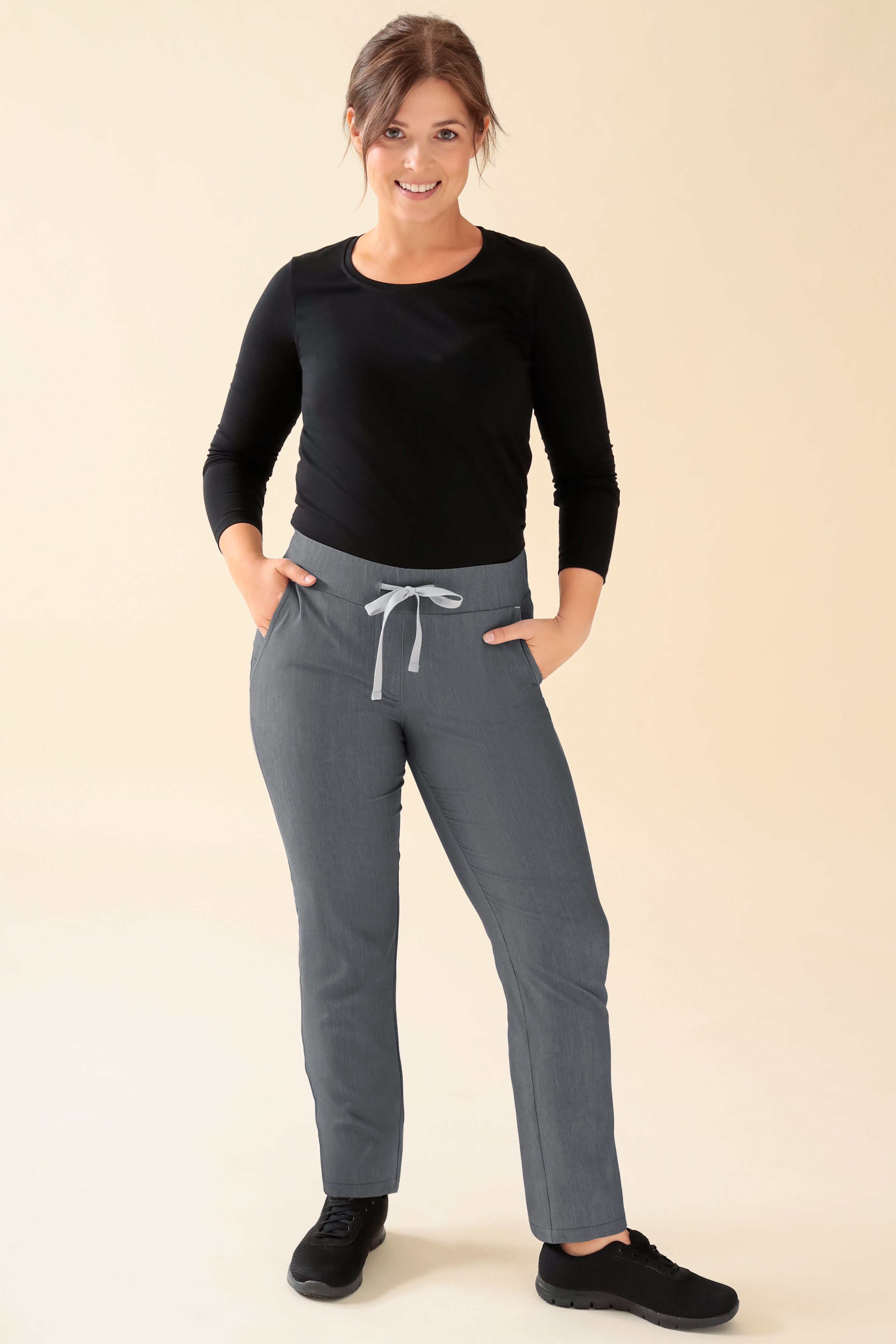 KAERE broek dames - korte maat zonder beenzak grijs melange