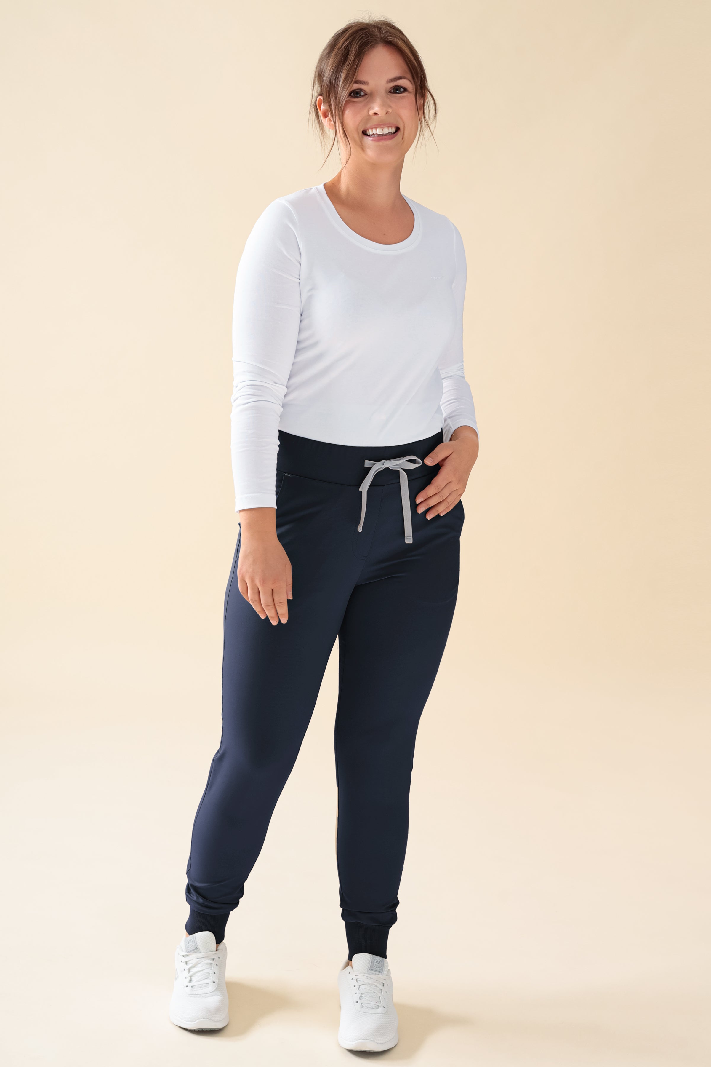 KAERE broek dames - zoom met elastische boord korte maat zonder beenzak navy