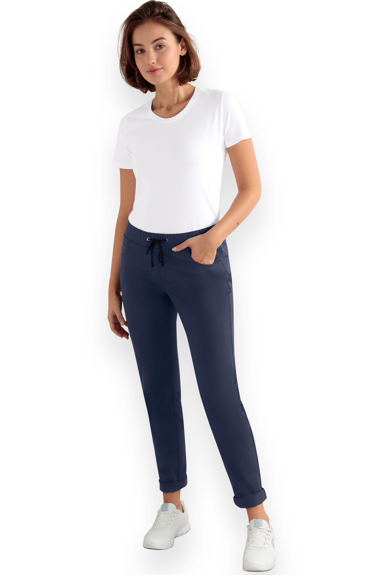 5-pocket broek dames - jeans look navy