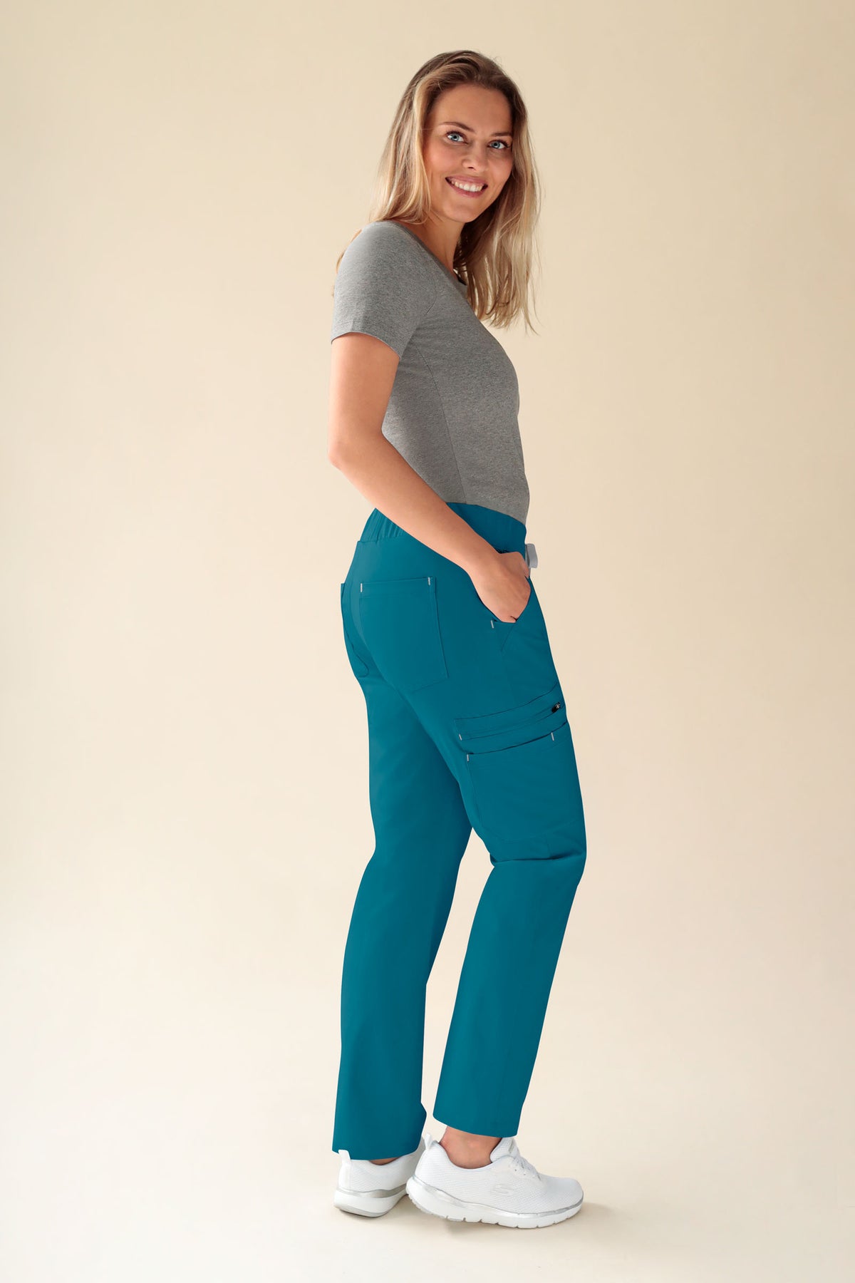 KAERE broek dames - korte maat met beenzak petrol
