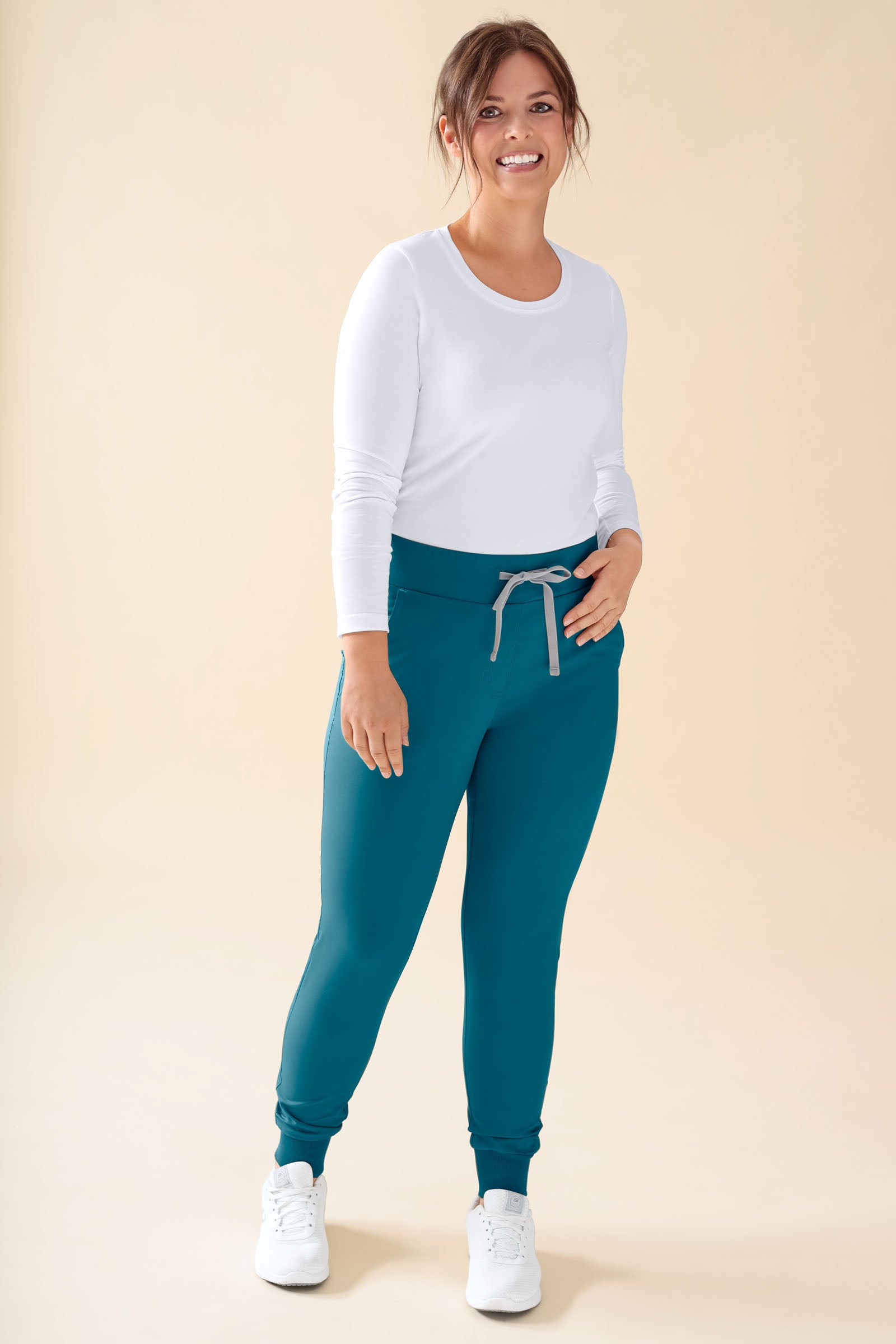 KAERE broek dames - zoom met elastische boord korte maat zonder beenzak petrol
