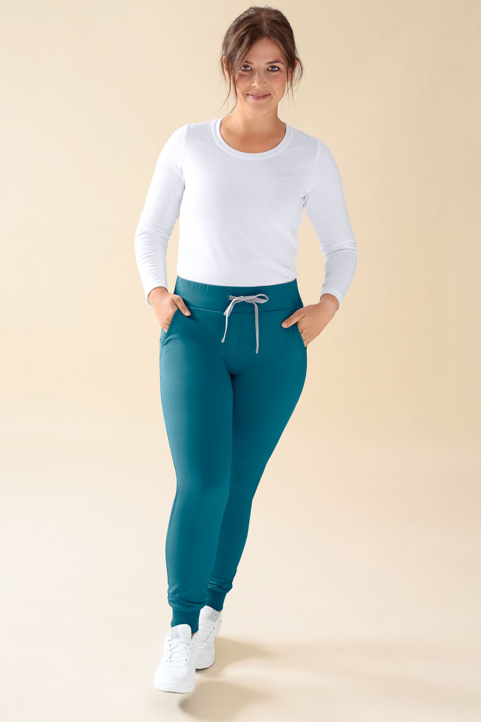KAERE broek dames - zoom met elastische boord korte maat zonder beenzak petrol