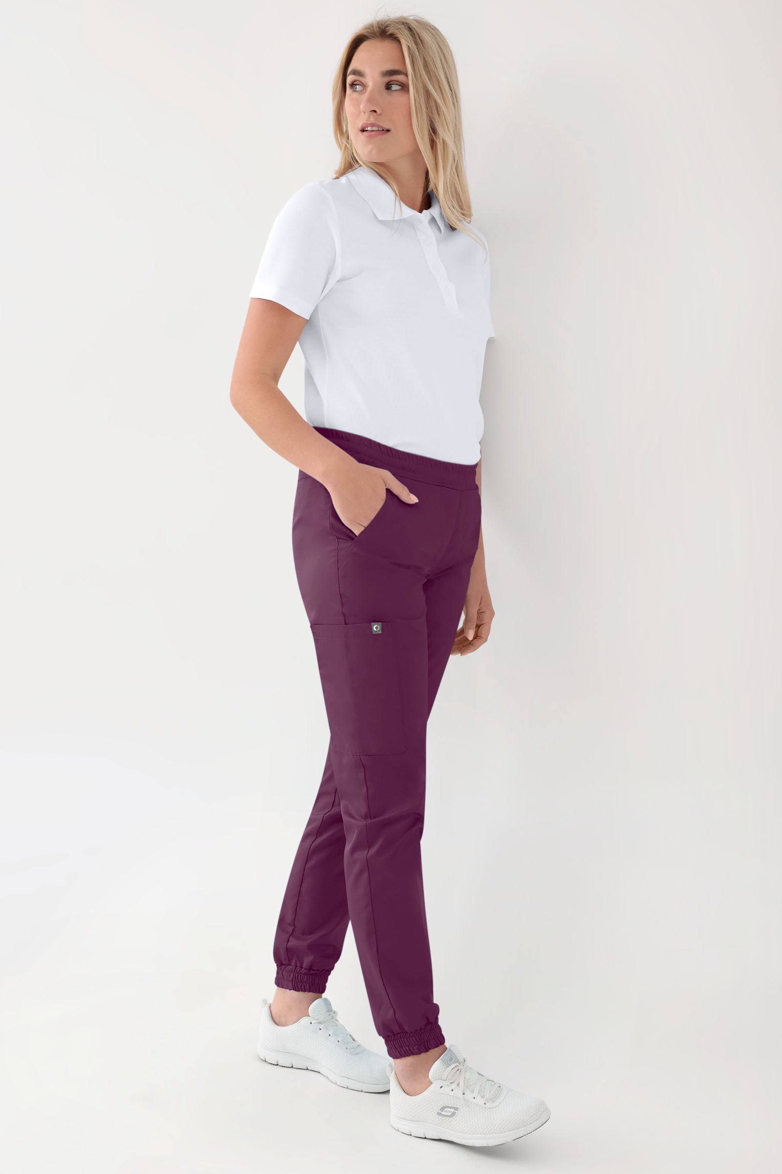 GREEN Stretch broek dames - joggingbroek style pruimen