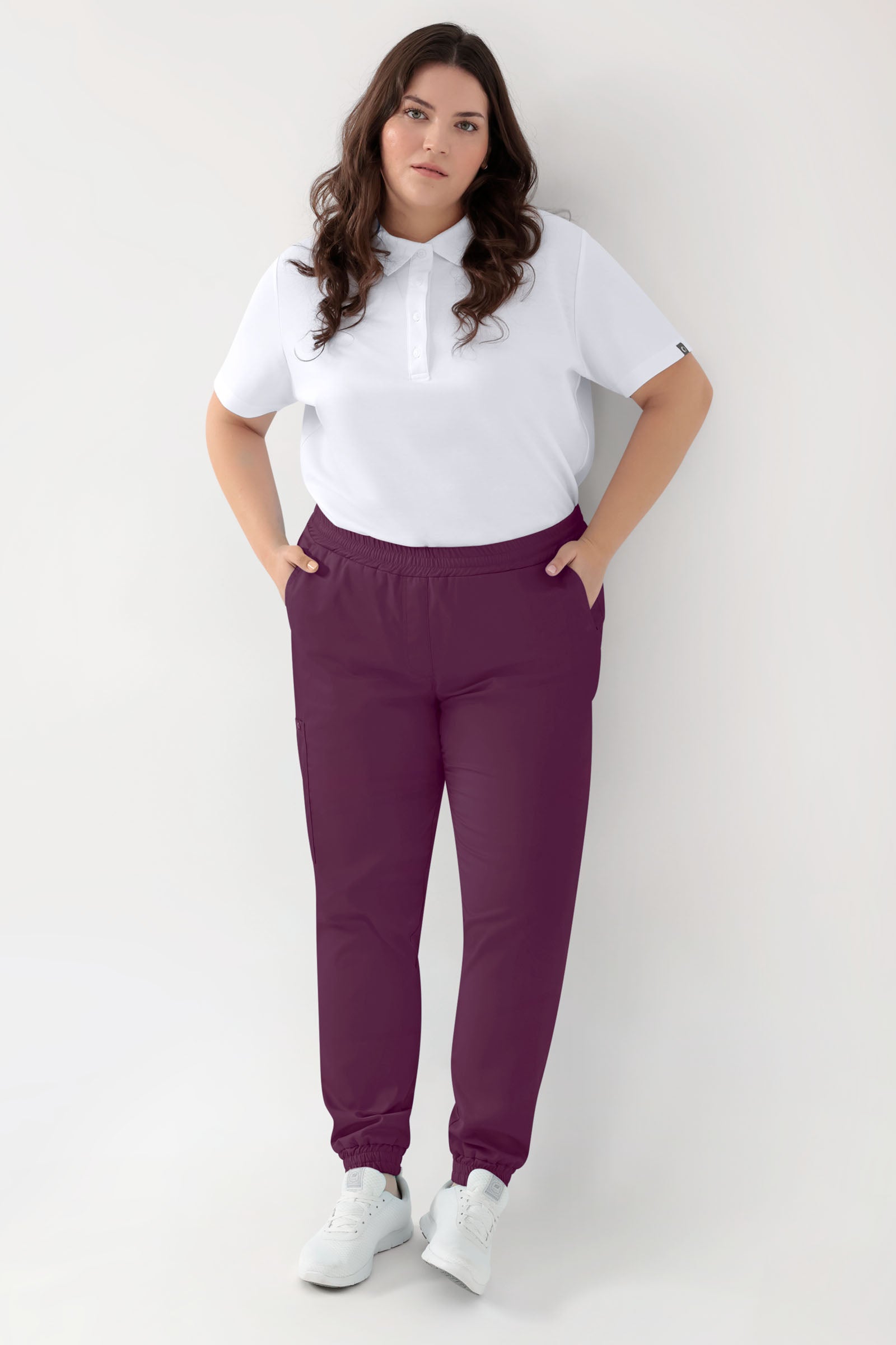 GREEN Stretch broek dames - joggingbroek style pruimen