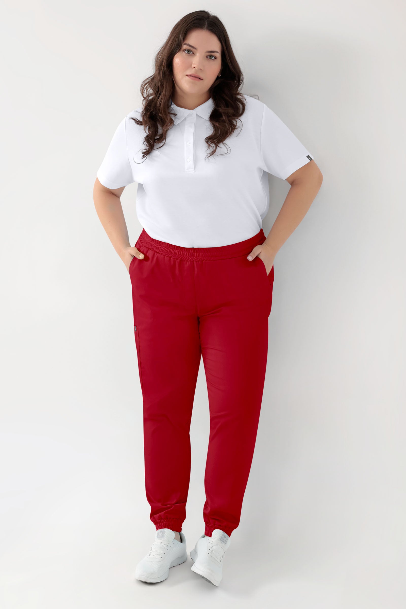 GREEN Stretch broek dames - joggingbroek style rood, Voorzijde view