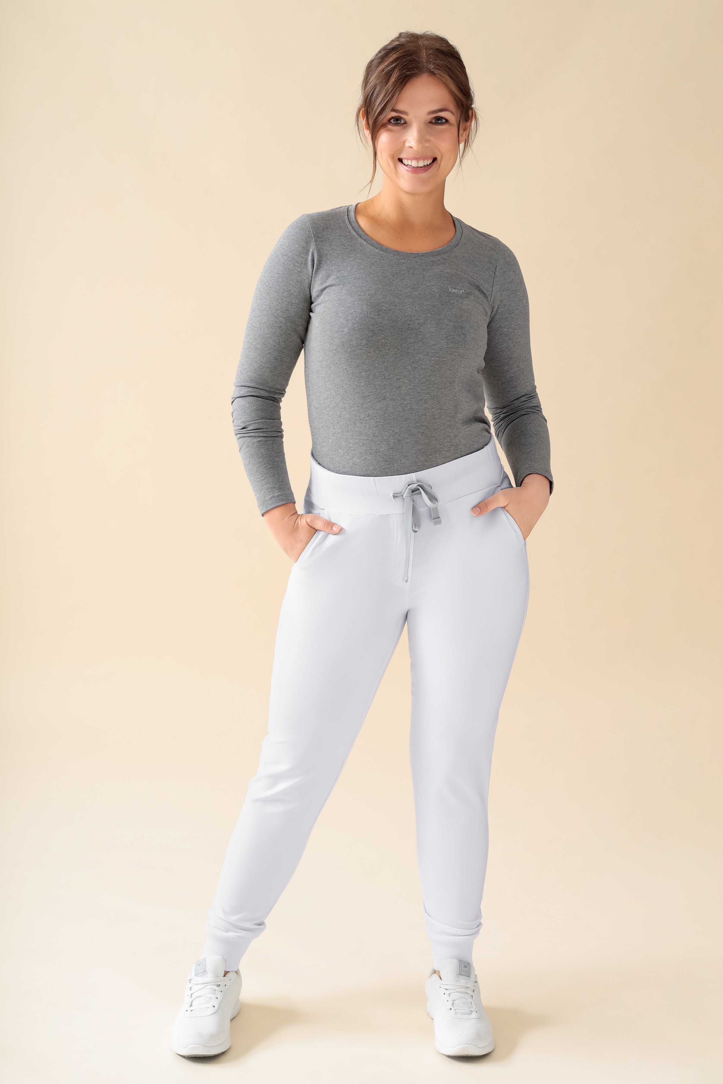 KAERE broek dames - zoom met elastische boord korte maat zonder beenzak wit
