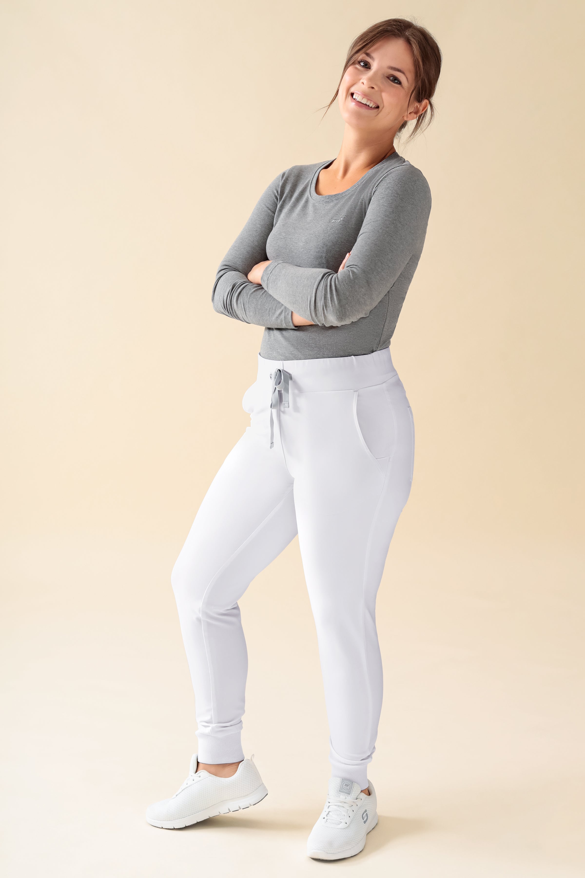 KAERE broek dames - zoom met elastische boord korte maat zonder beenzak wit
