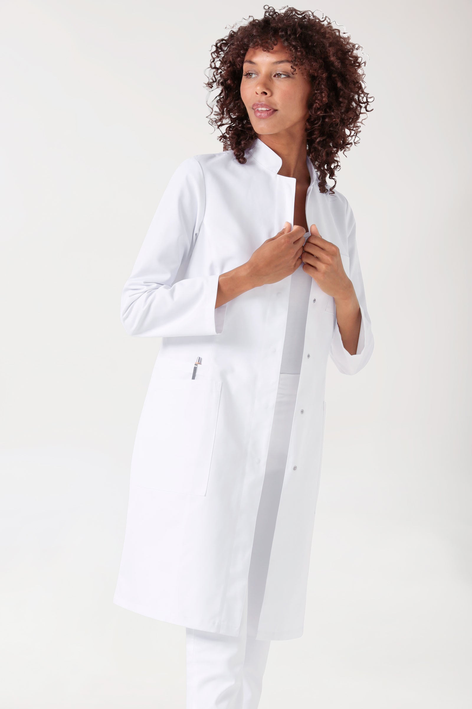 Jas dames-opstaande kraag wit