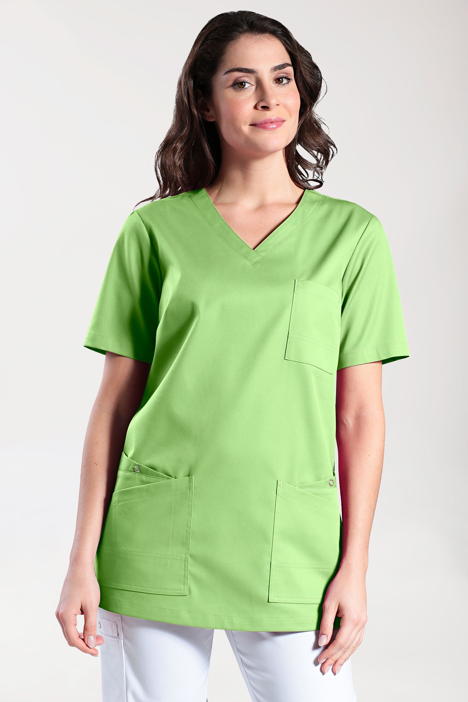 CLINIC STRETCH oversteektuniek dames - 1/2 mouw appelgroen