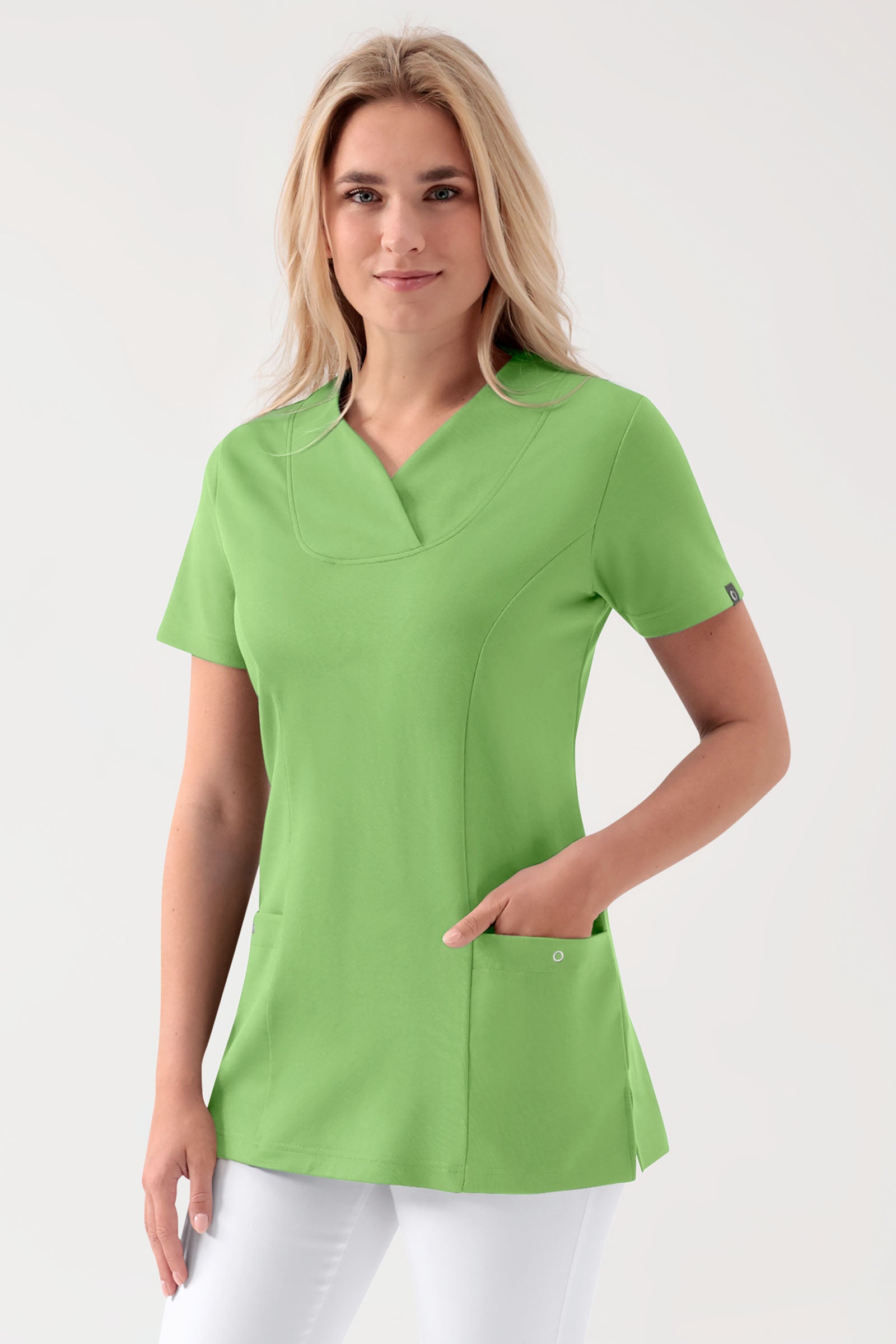 COMFY FLEX stretch oversteektuniek dames - hartvormige hals appelgroen