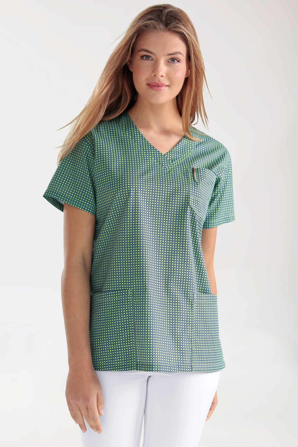 Lichte oversteektuniek - all-over print appelgroen/navy