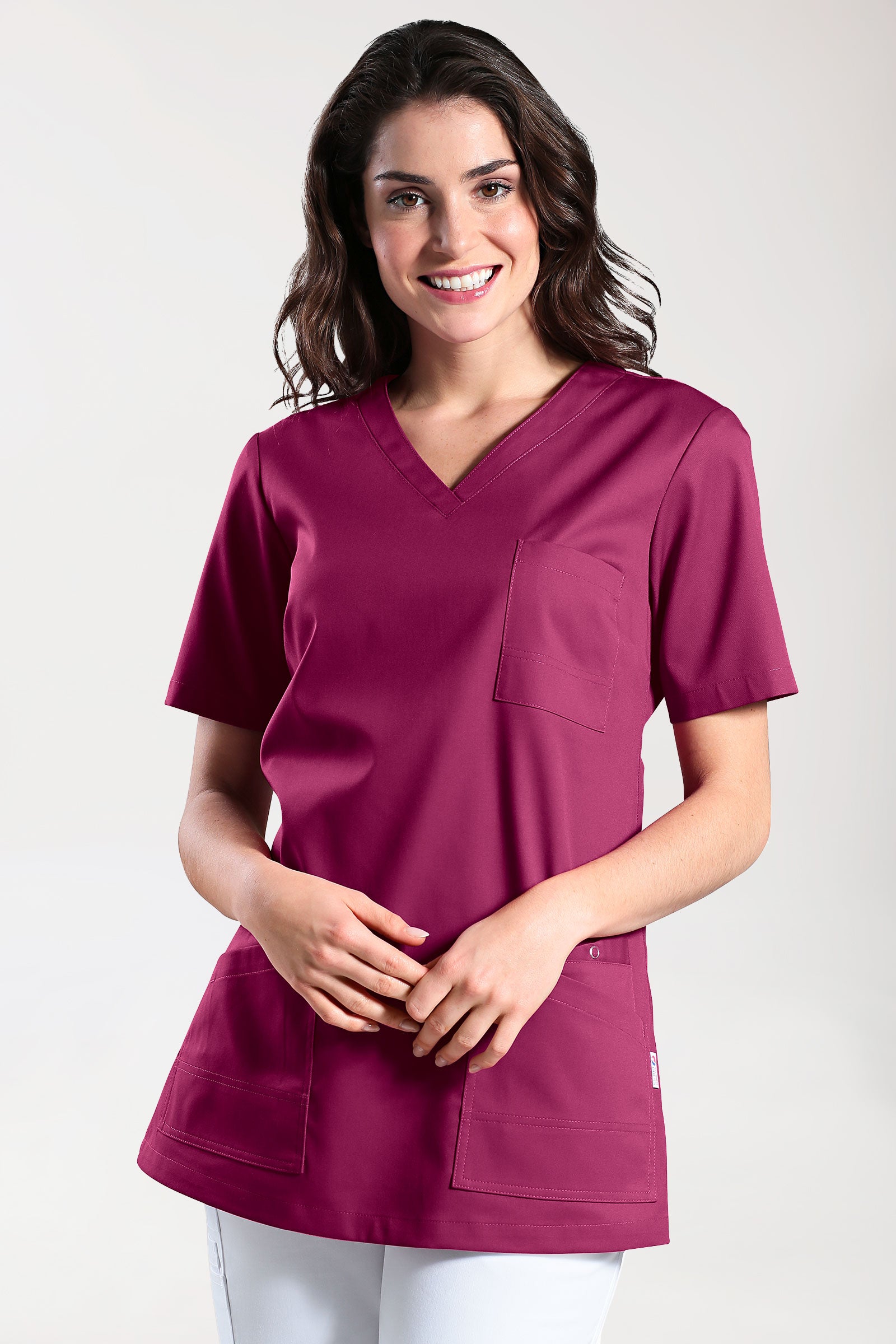 CLINIC STRETCH oversteektuniek dames - 1/2 mouw berry