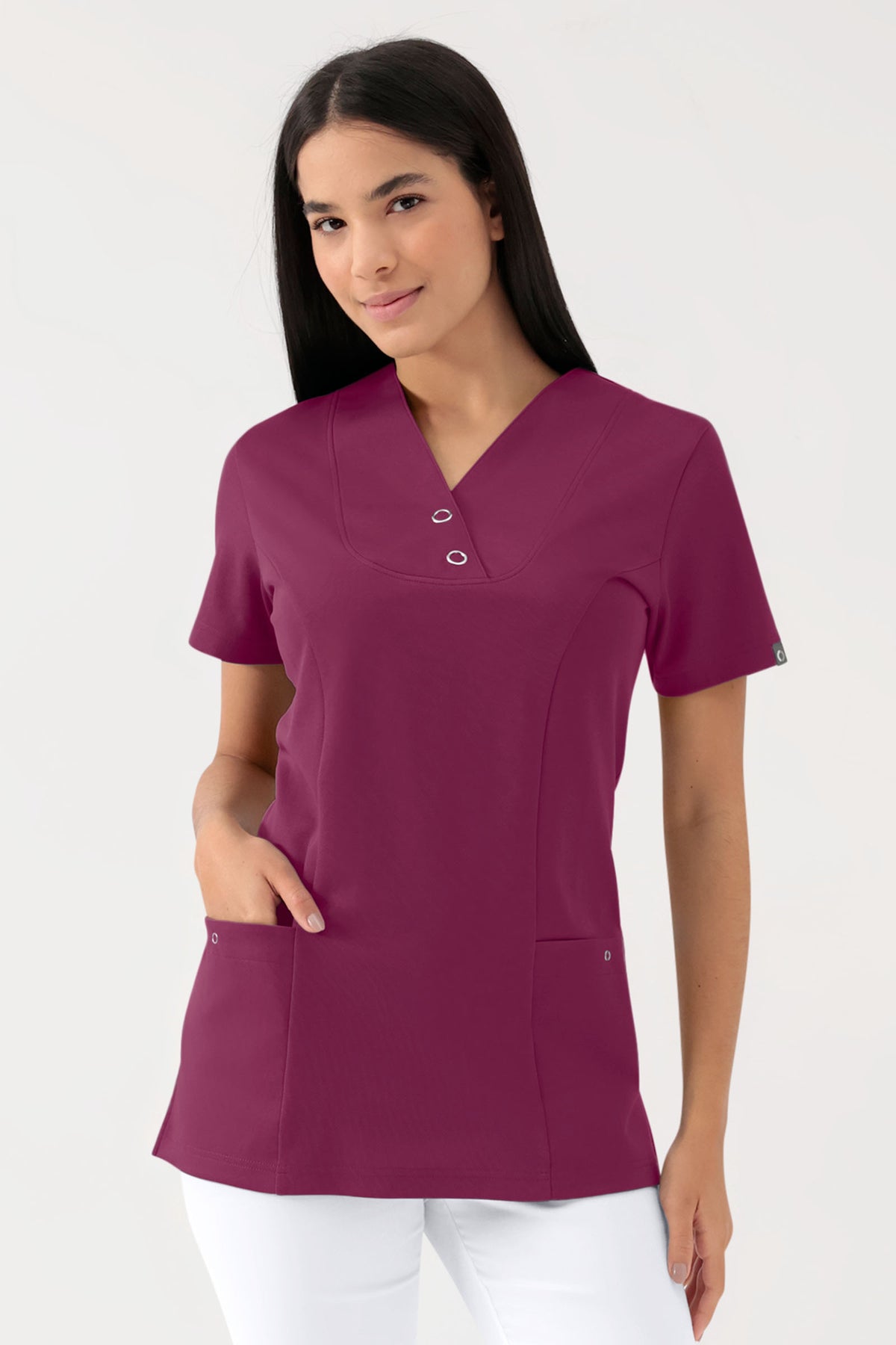 COMFY FLEX stretch oversteektuniek dames - met drukknopen berry