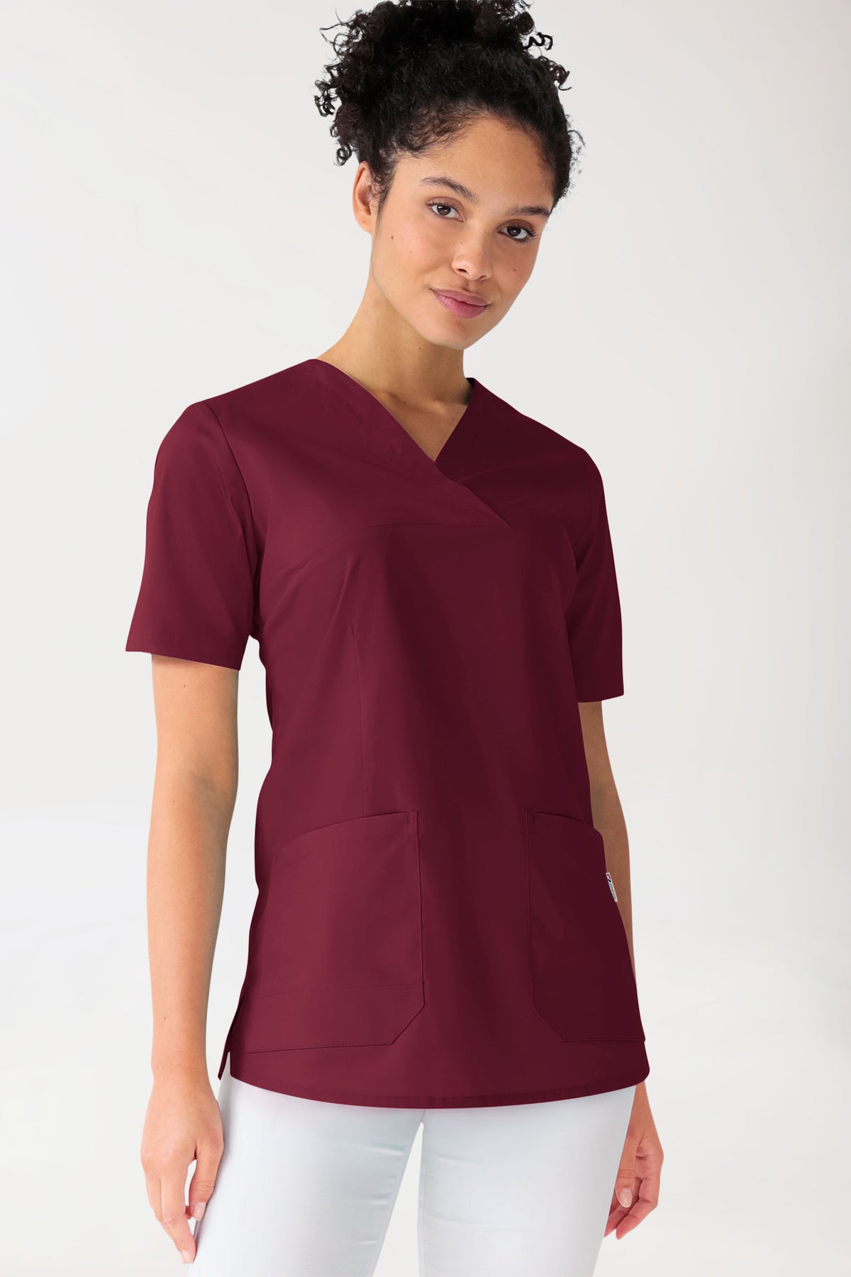 Stretch longshirt dames - V-hals bordeaux