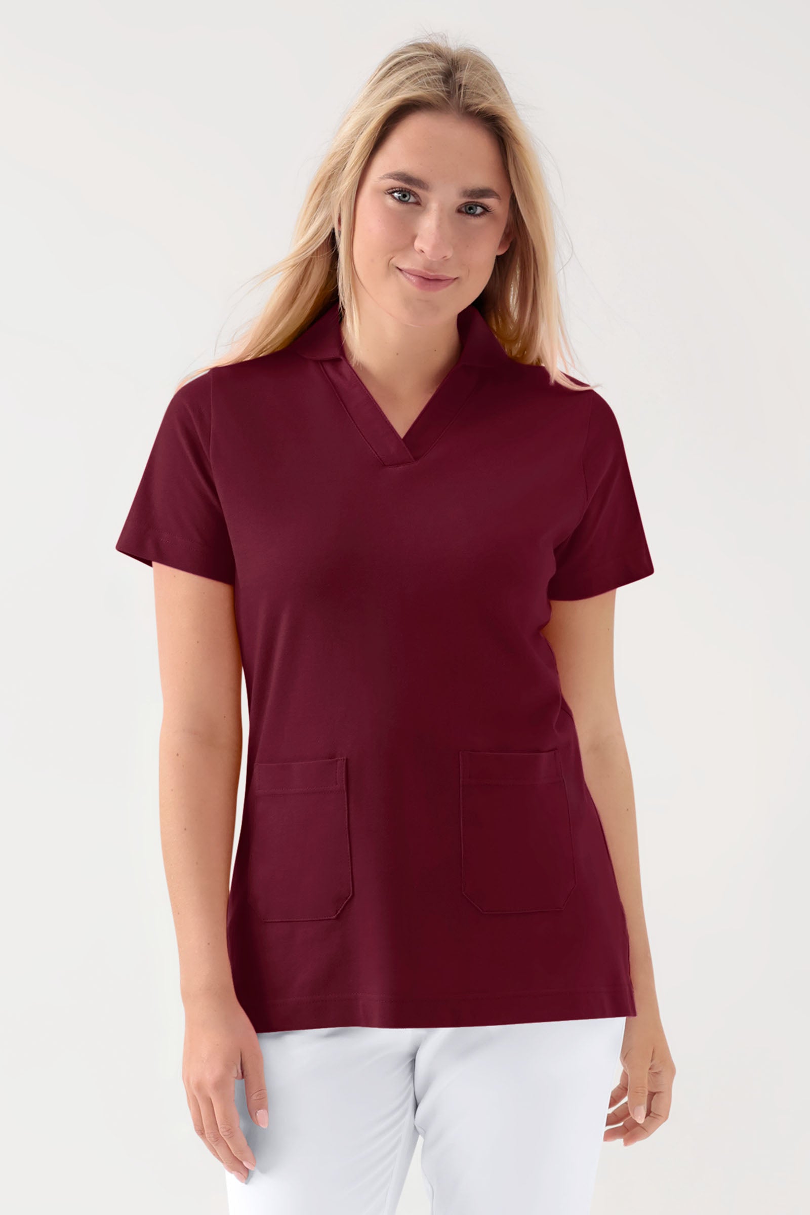 COMFY FLEX stretch oversteektuniek dames - sjaalkraag bordeaux