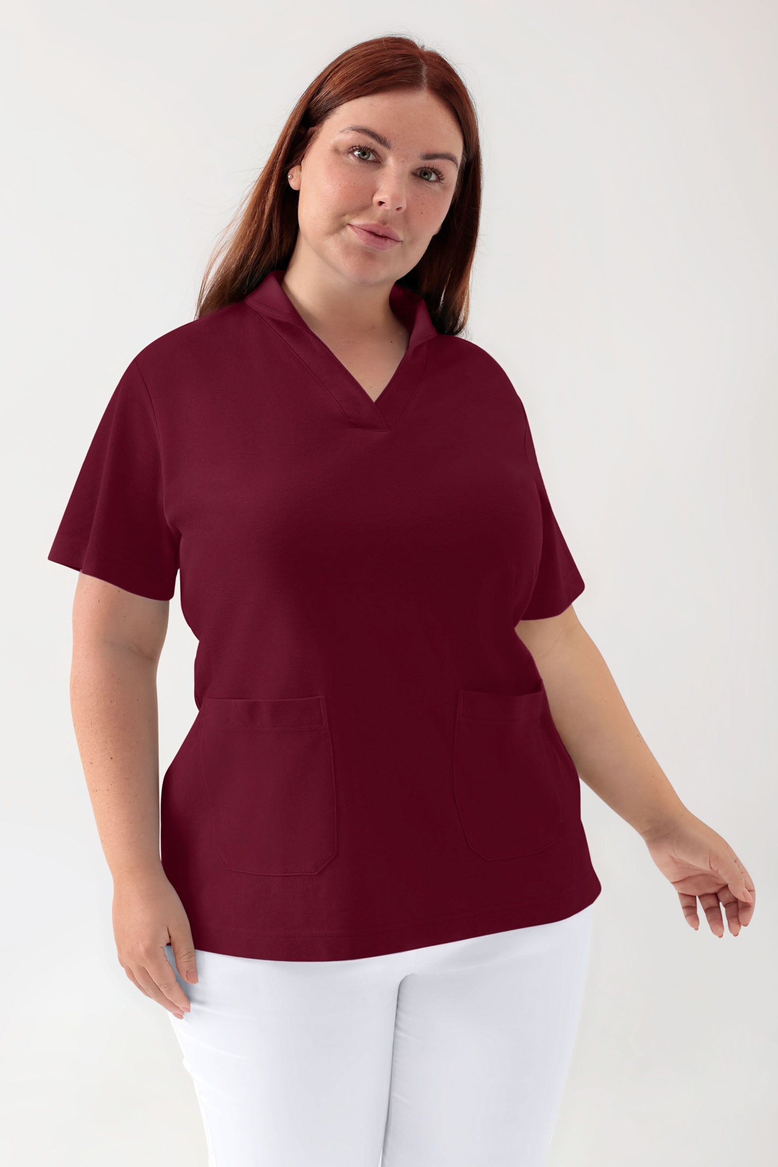 COMFY FLEX stretch oversteektuniek dames - sjaalkraag bordeaux