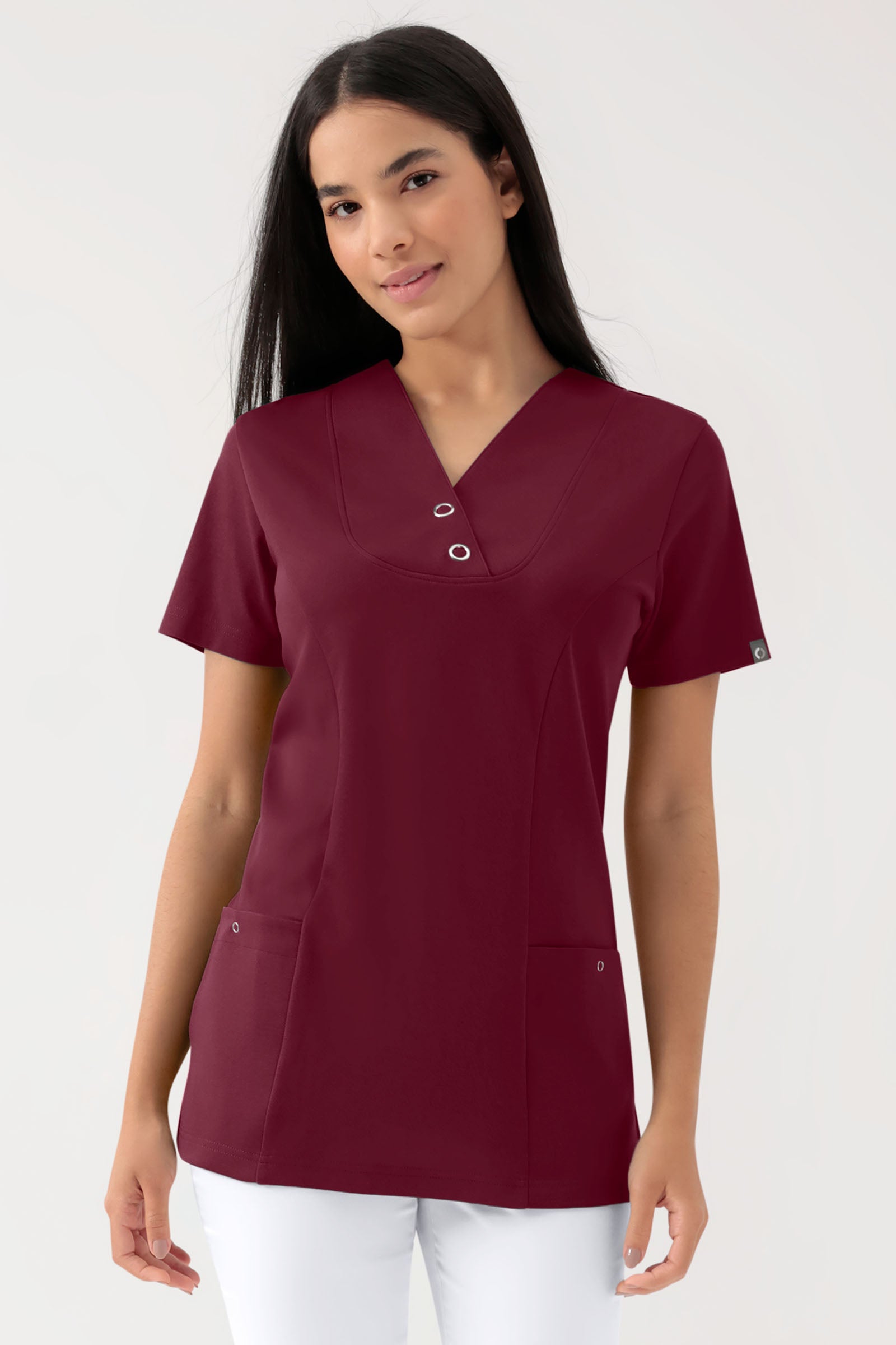 COMFY FLEX stretch oversteektuniek dames - met drukknopen bordeaux