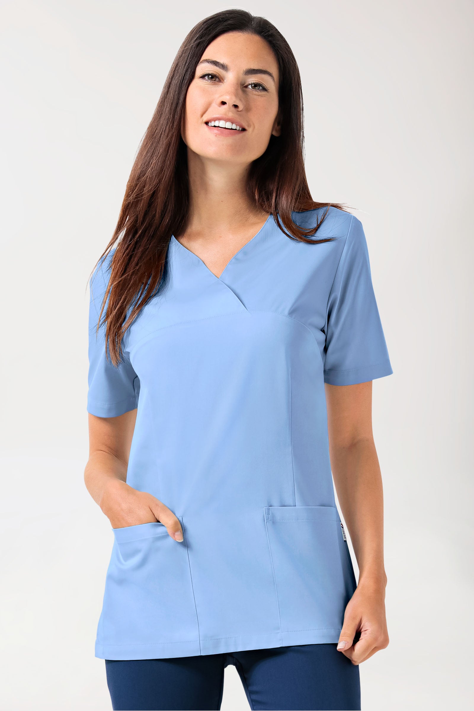 CORE oversteektuniek dames - hartvormige hals hemelsblauw