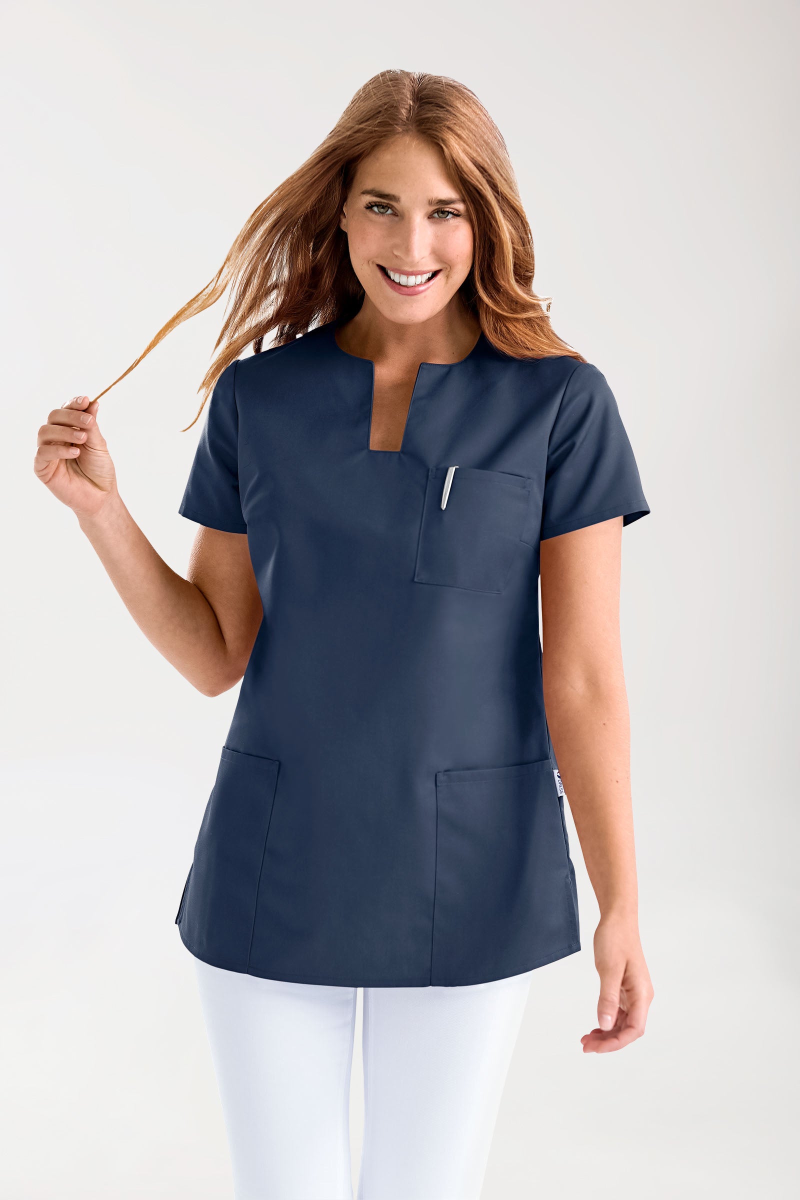 JUST STRONG oversteektuniek dames - hoekige hals navy