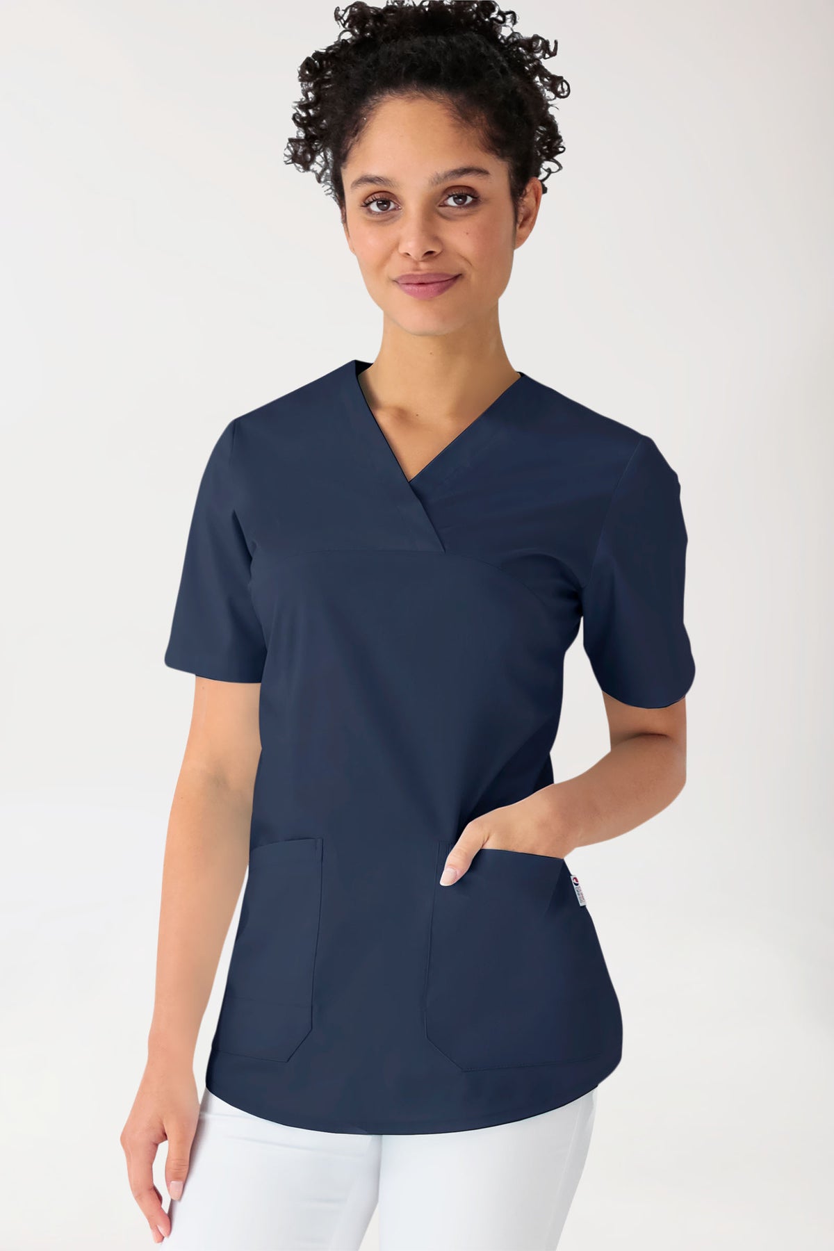 Stretch longshirt dames - V-hals navy