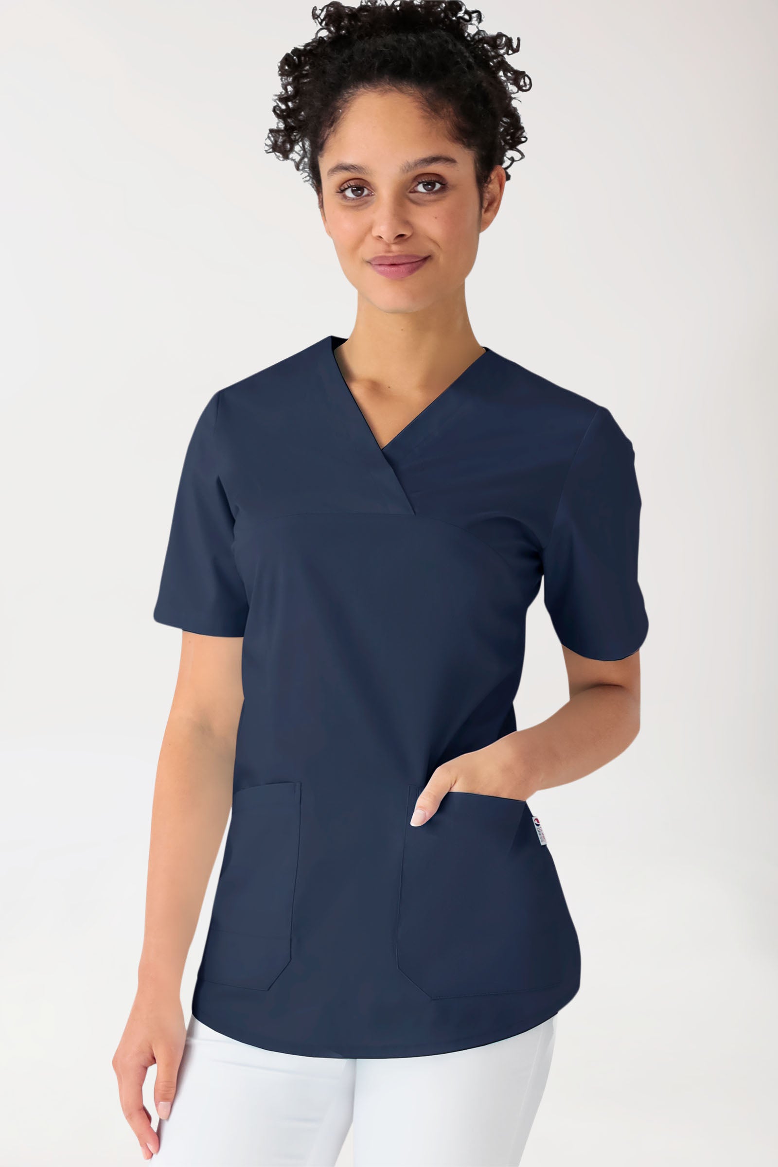 Stretch longshirt dames - V-hals navy