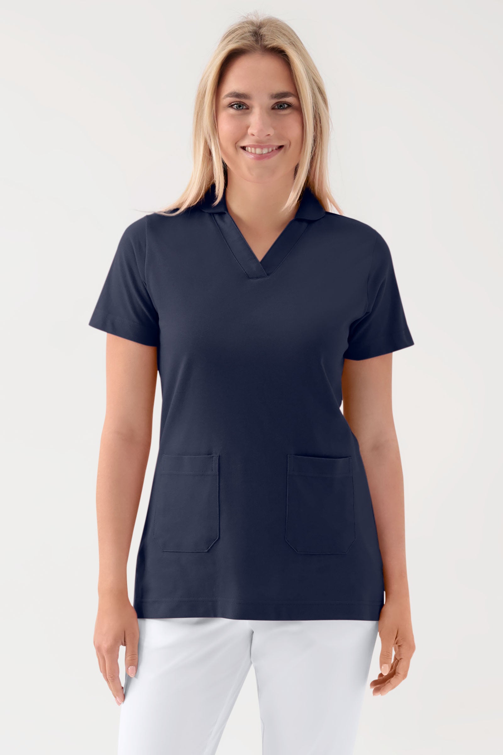 COMFY FLEX stretch oversteektuniek dames - sjaalkraag navy