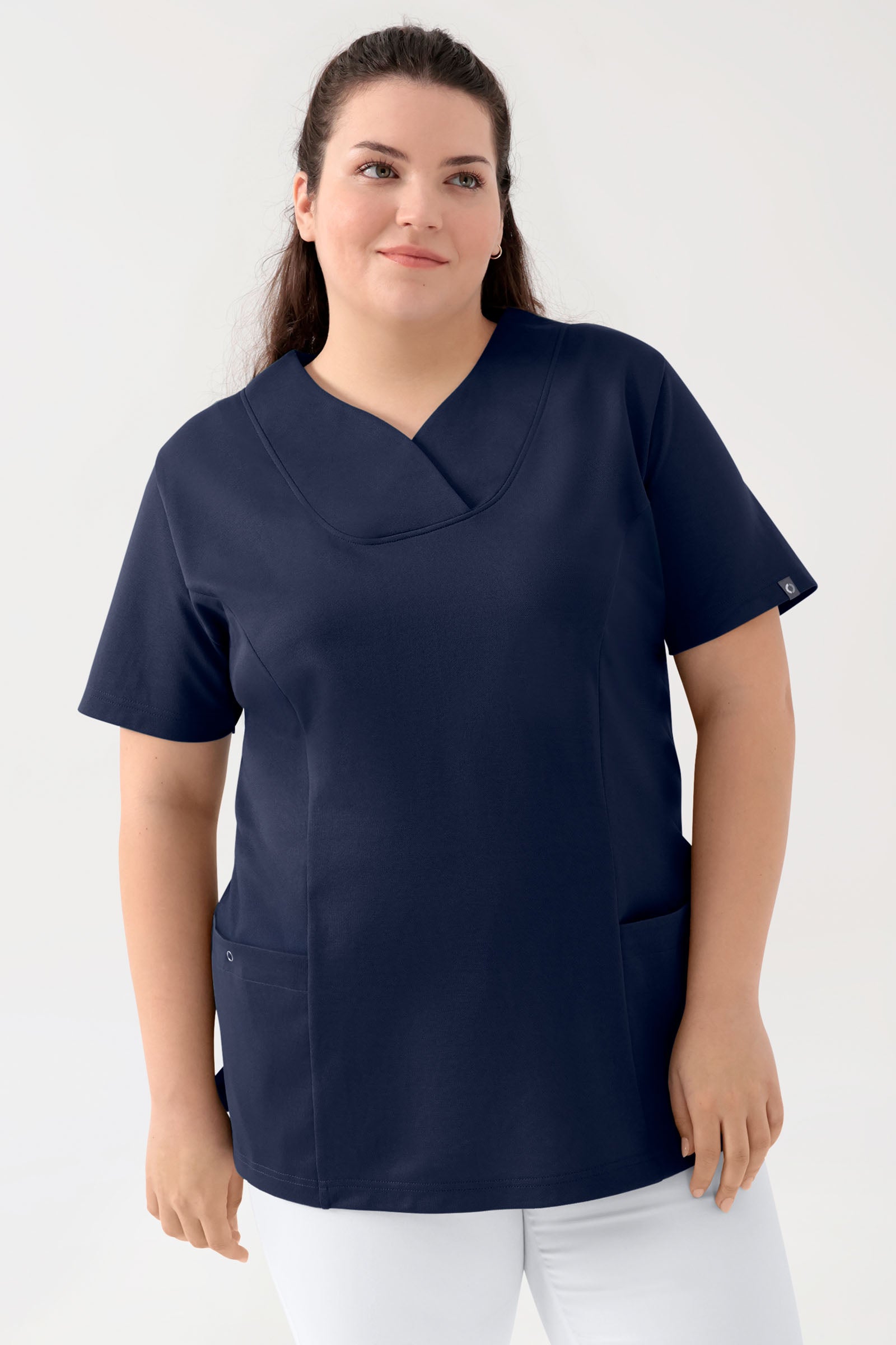 COMFY FLEX stretch oversteektuniek dames - hartvormige hals navy