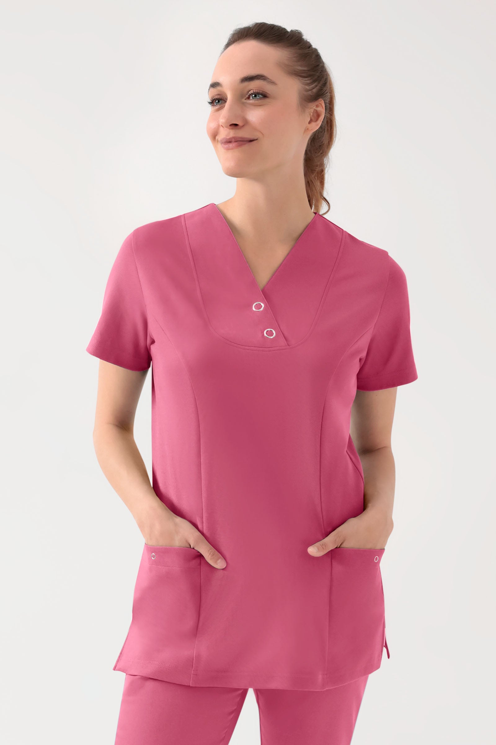 COMFY FLEX stretch oversteektuniek dames - met drukknopen oud rose